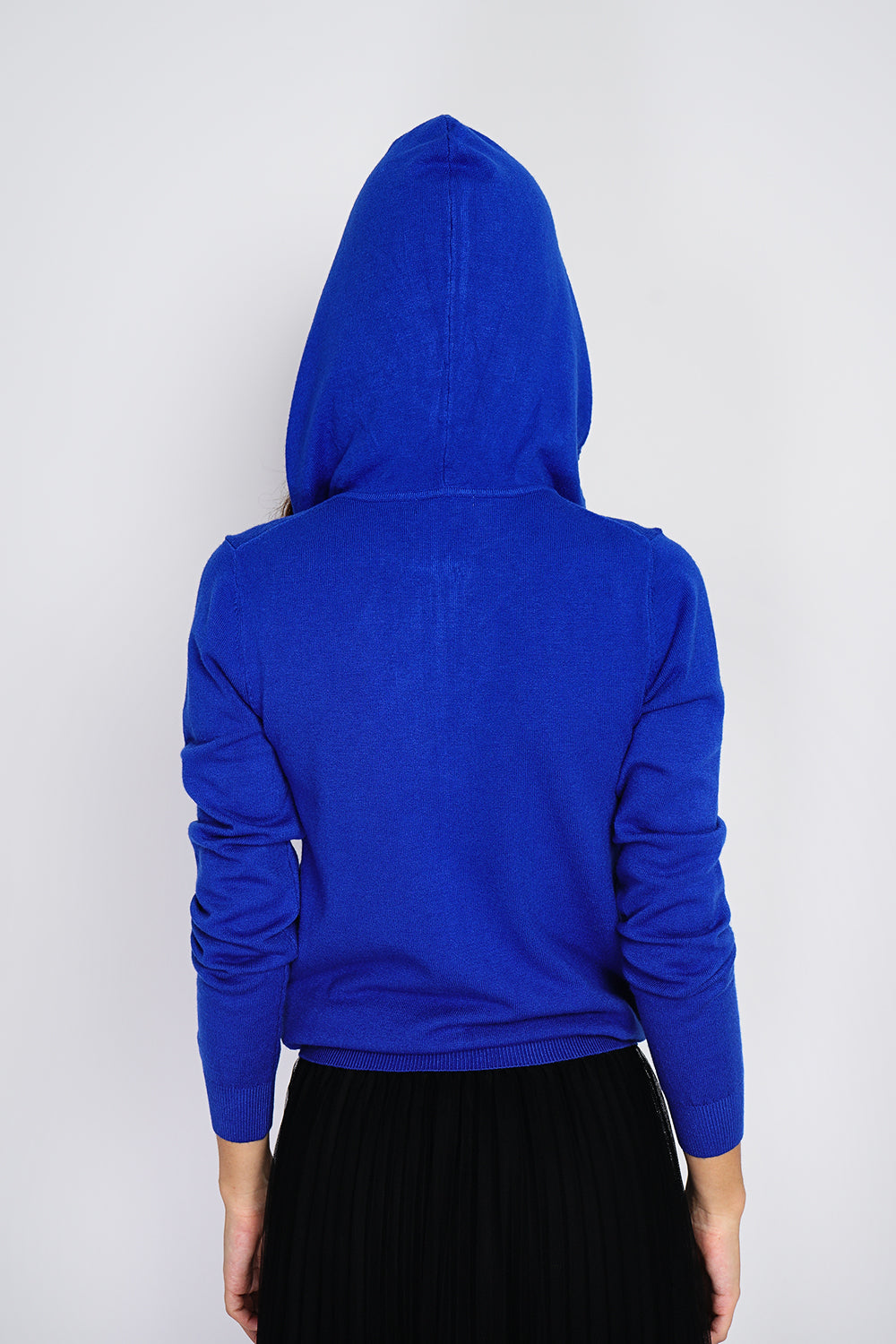 Gilet con cappuccio e cerniera, tasche anteriori, maniche lunghe, tessuto a maglia a 3 strati Reale