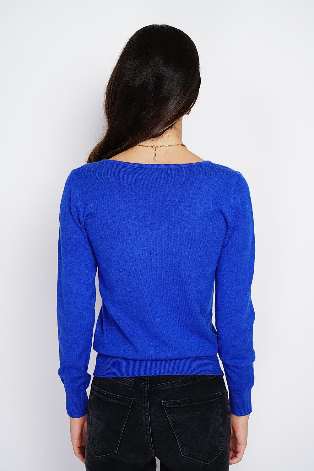 Maglione classico con scollo a V in maglia a 3 strati e maniche lunghe REALE