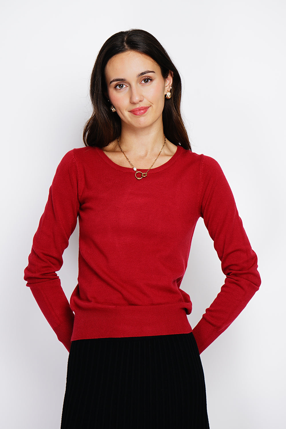 Maglione classico girocollo in maglia a 3 strati con maniche lunghe ERMETE