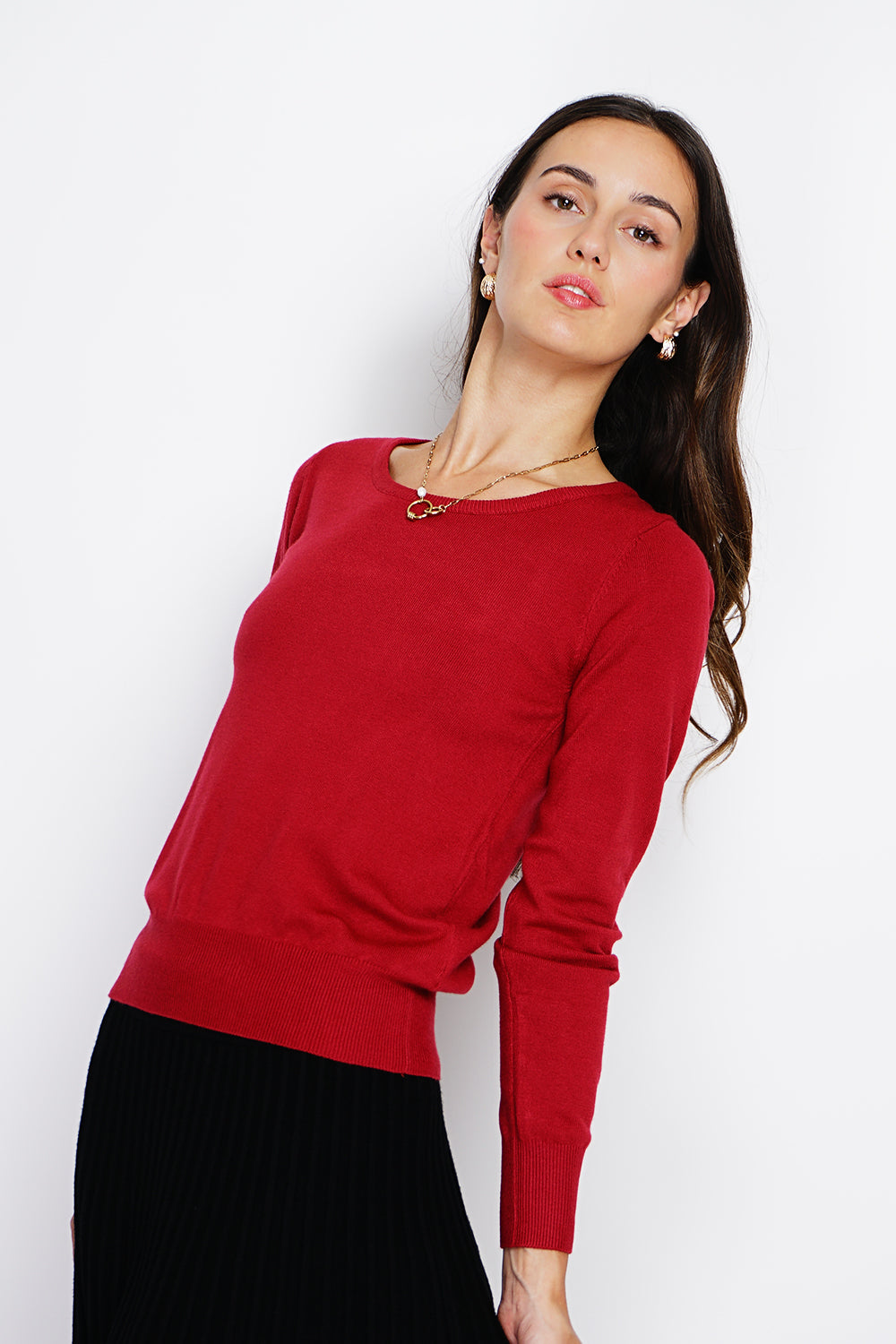Maglione classico girocollo in maglia a 3 strati con maniche lunghe ERMETE