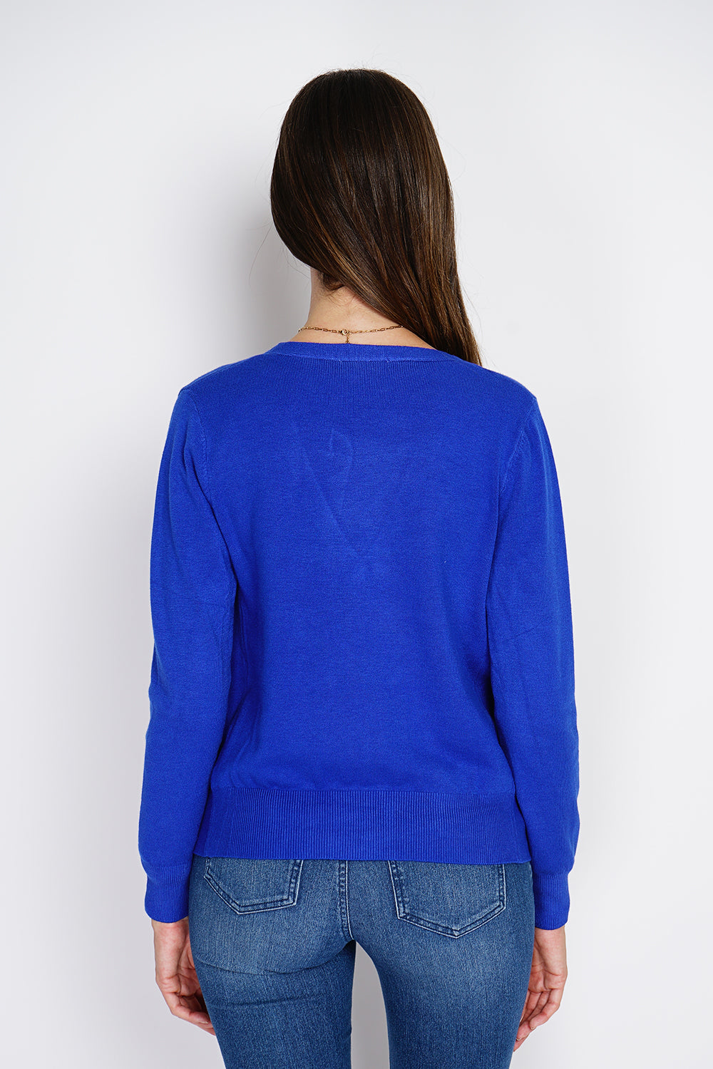 Cardigan classico con scollo a V in maglia a 3 fili e maniche lunghe REALE