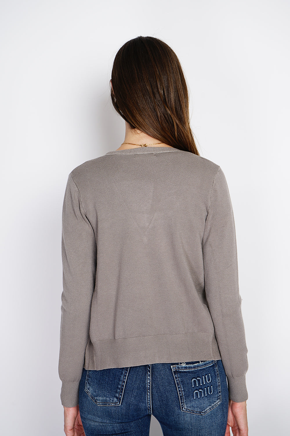 Cardigan classico con scollo a V in maglia a 3 fili e maniche lunghe NEO
