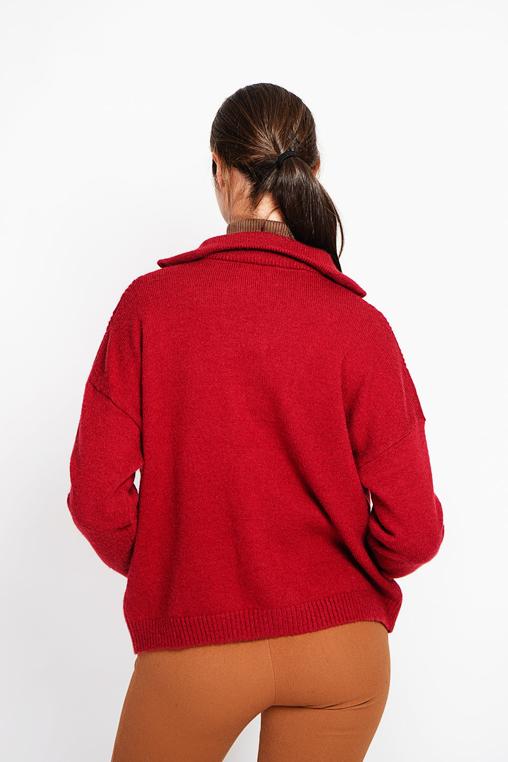 Maglione da camionista oversize con zip a trecce e maniche lunghe Ermete