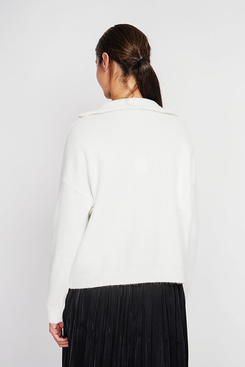 Maglione da camionista oversize con zip a trecce e maniche lunghe Naturale