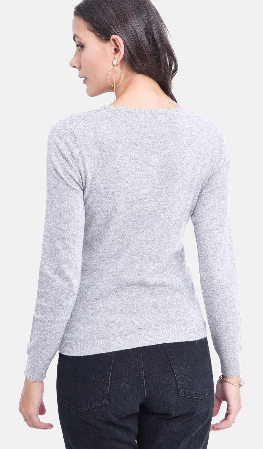 Maglione classico girocollo lavorato a maglia con 2 fili e maniche lunghe Glassato