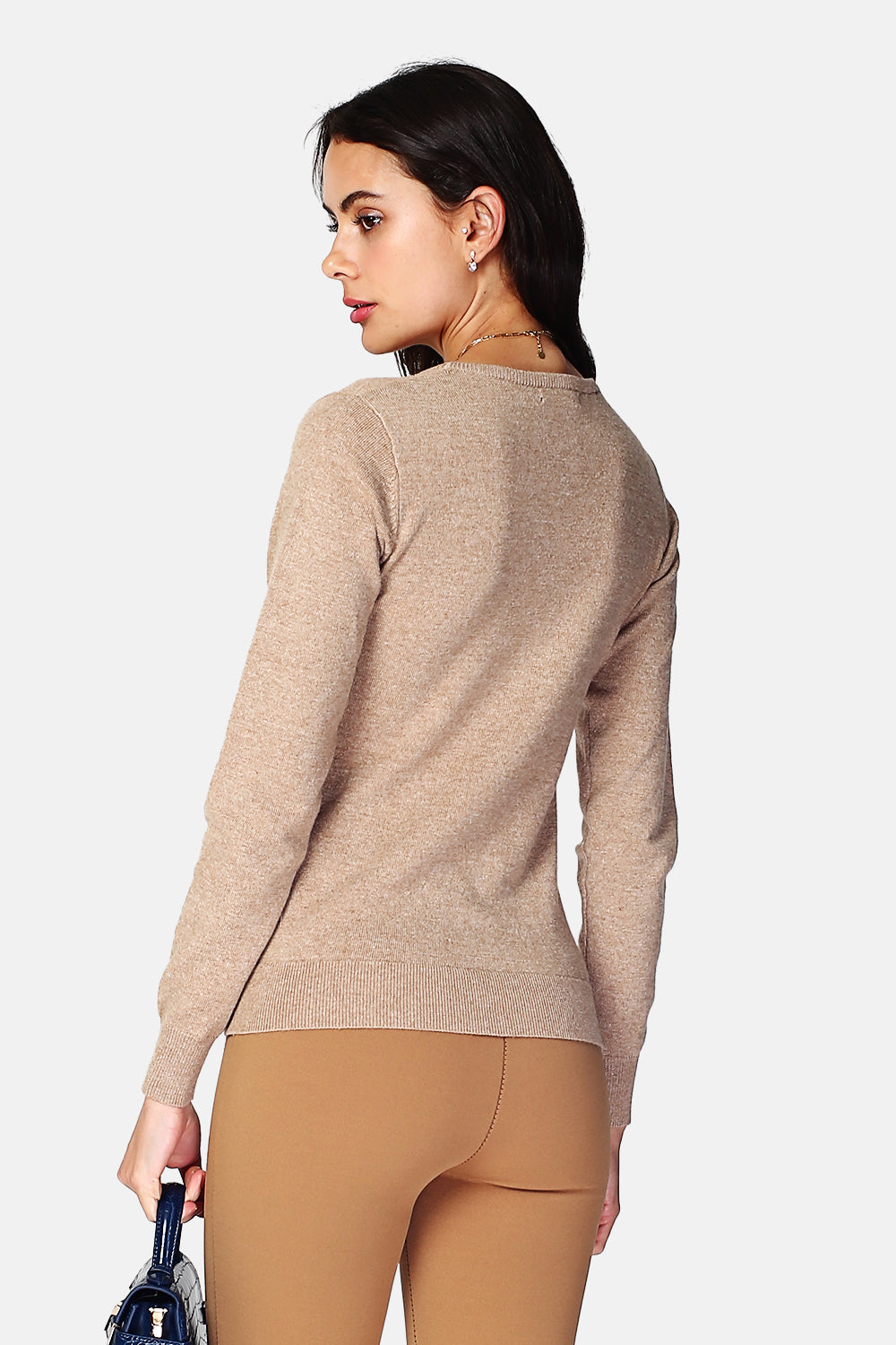 Maglione classico girocollo lavorato a maglia con 2 fili e maniche lunghe Torrone