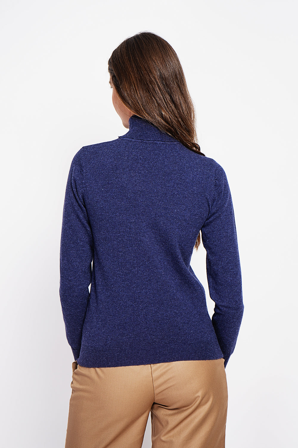 Maglione classico girocollo lavorato a maglia con 2 fili e maniche lunghe Blu Notte