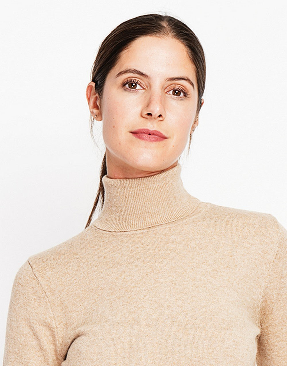 Maglione classico a collo alto lavorato a maglia con 2 fili e maniche lunghe Torrone