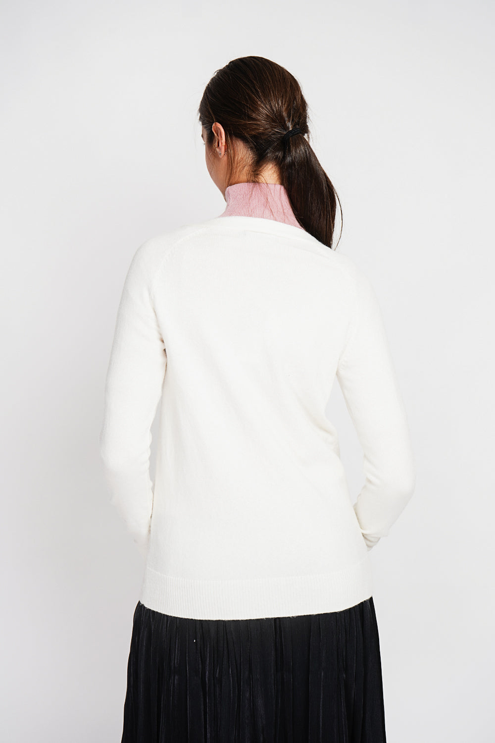 Elegante gilet oversize con scollo a V e bottoni, tasche a maniche lunghe Naturale