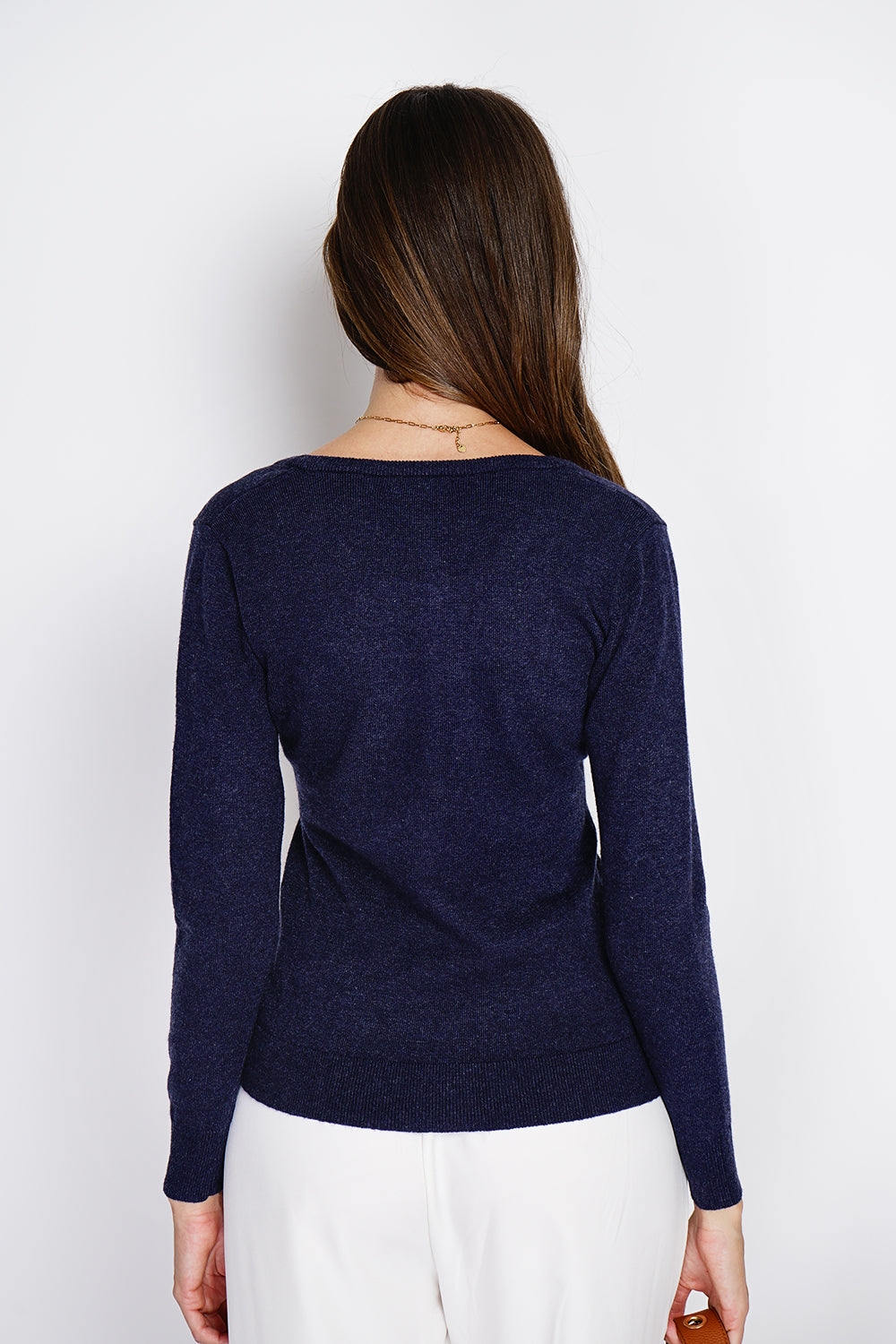 Cardigan Girocollo Fantasia Con Bottoni - Blu Notte - Assuili