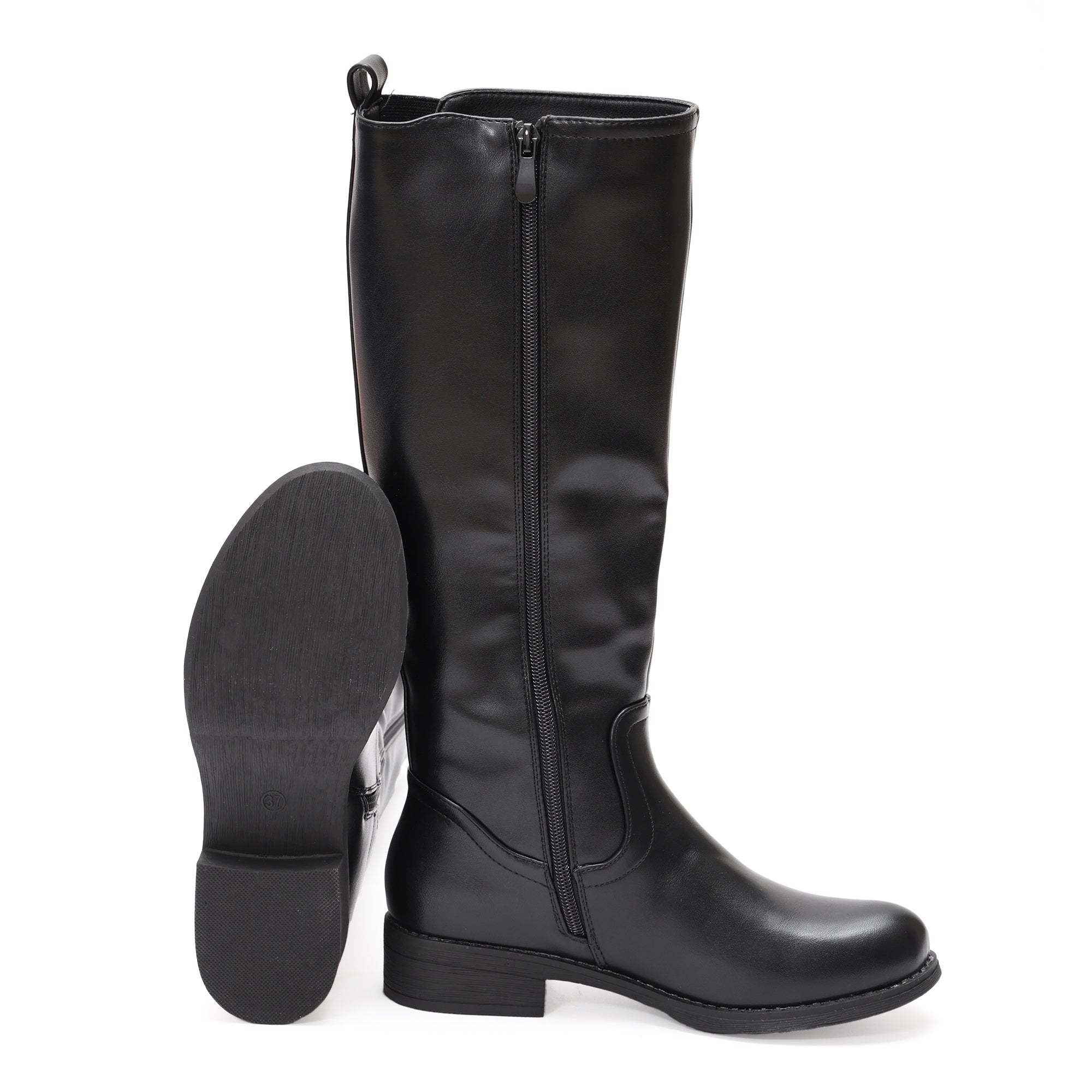 Stivale in simil pelle con elastico laterale Nero