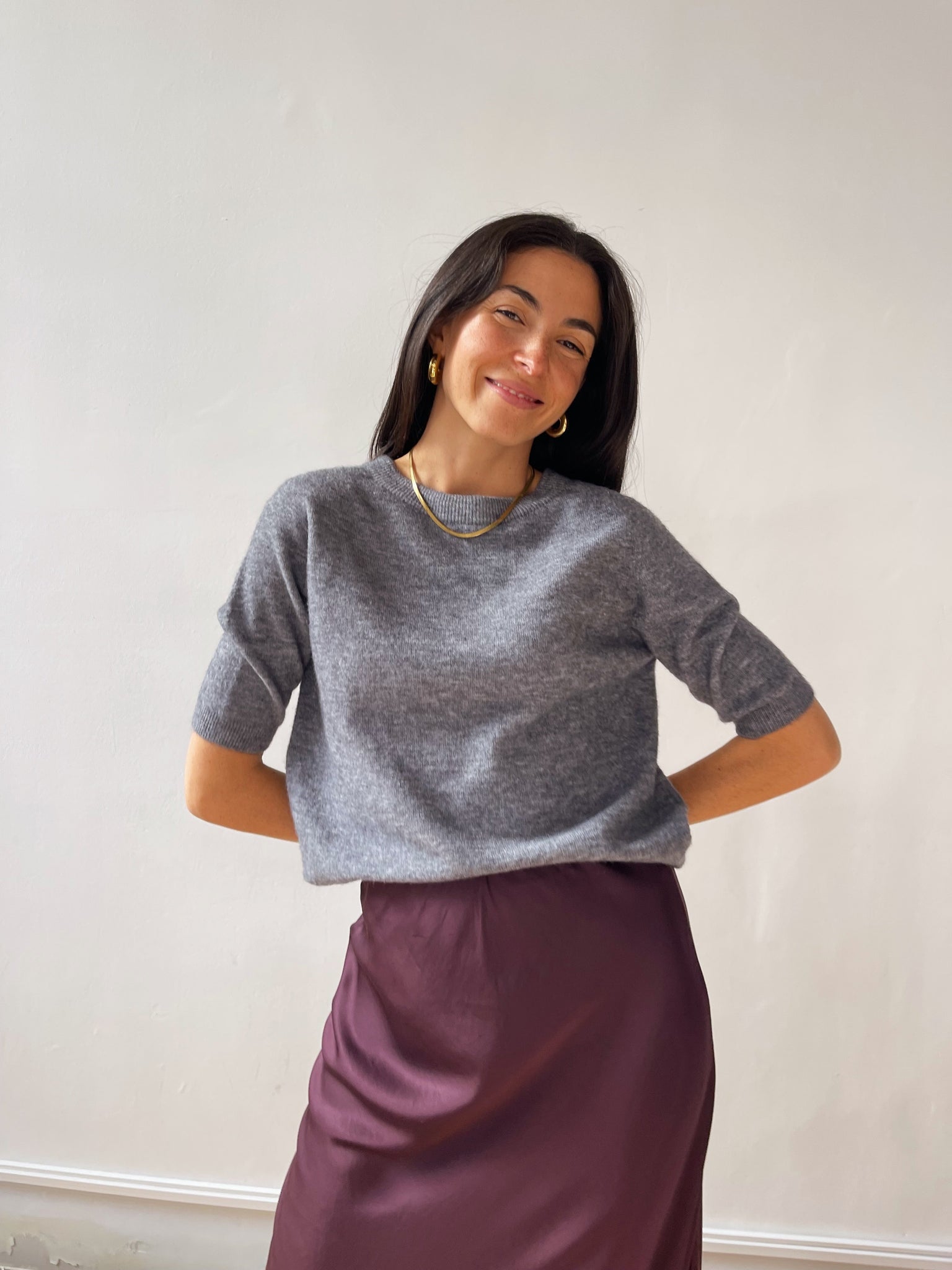 Maglietta grigia in maglia