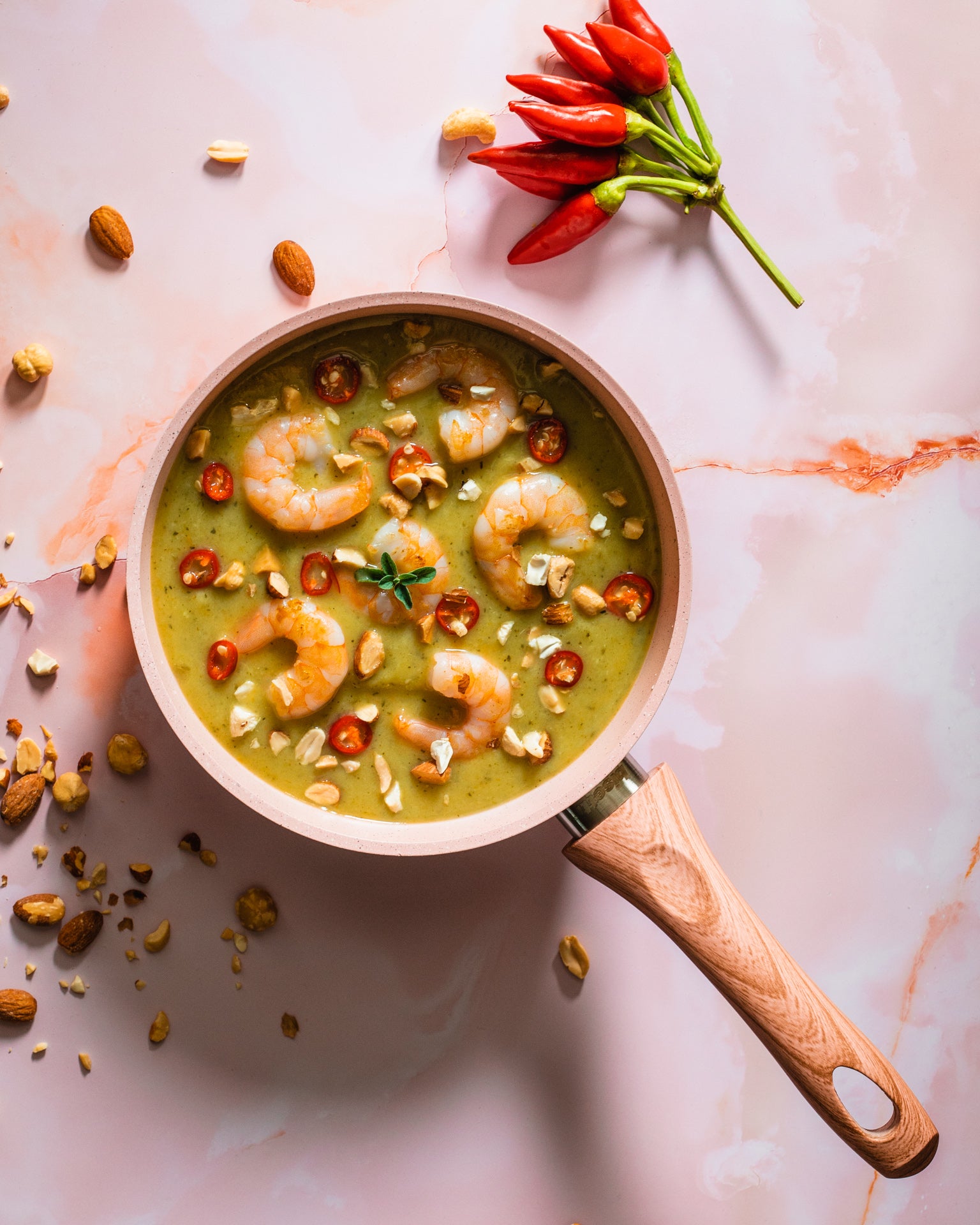 Casseruolino Ø 18 Cm "Stonerose" Con Coperchio Manico Design Legno Rosa Naturale