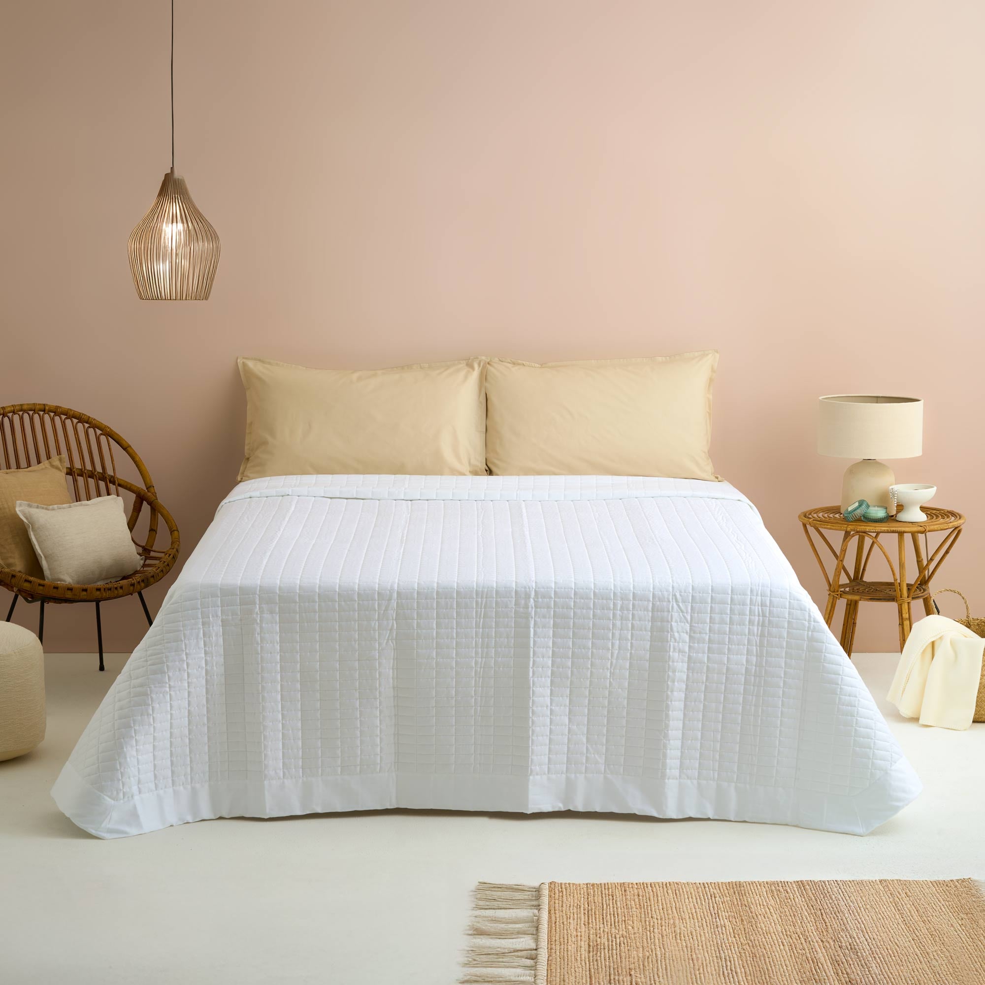 SMERALDO Quilt matrimoniale, Bianco