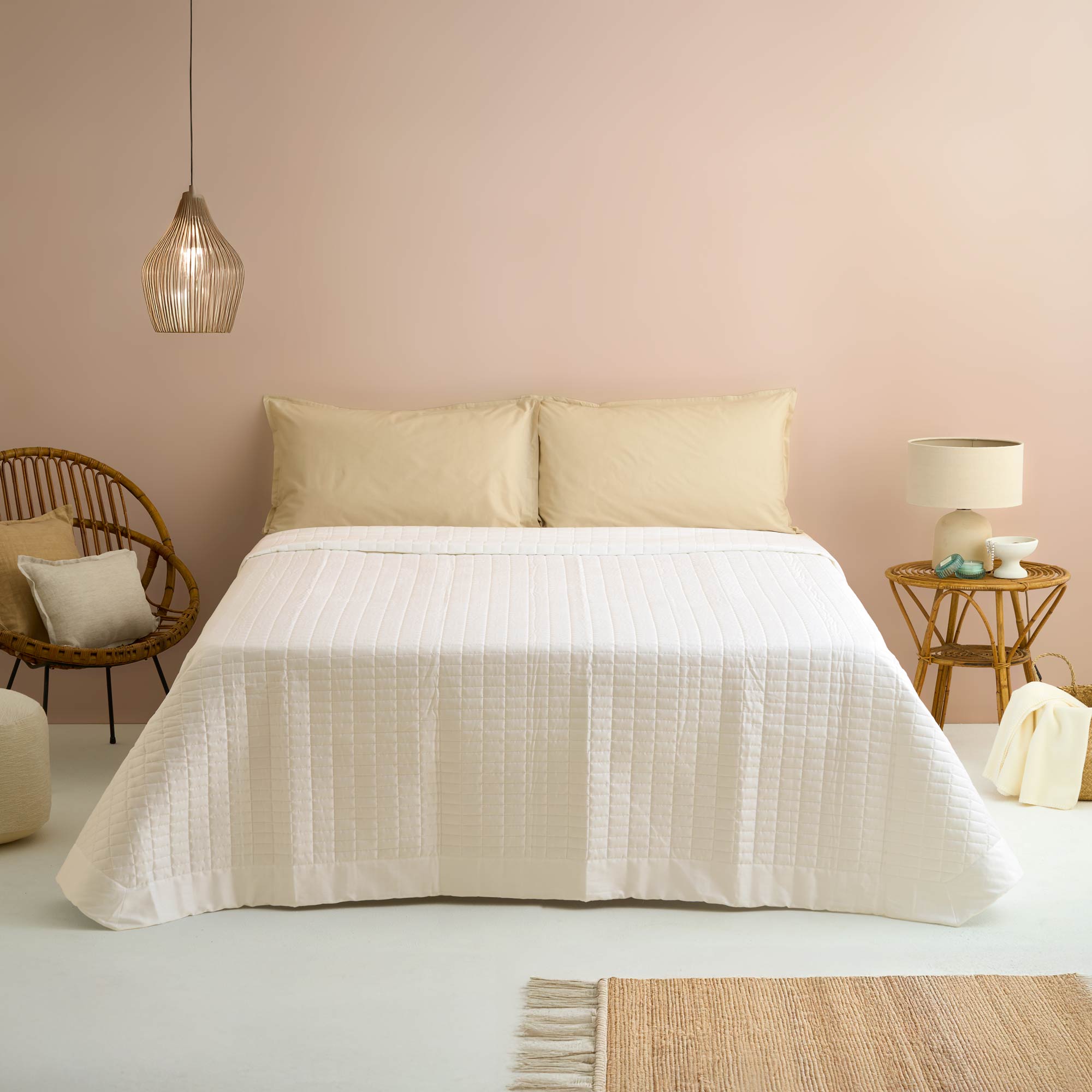 SMERALDO Quilt matrimoniale, Avorio