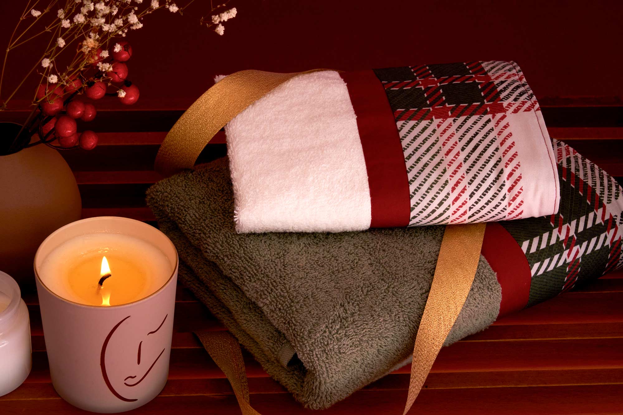 DOLOMITI Set 4 pezzi Viso + Ospite, Bosco/Bosco