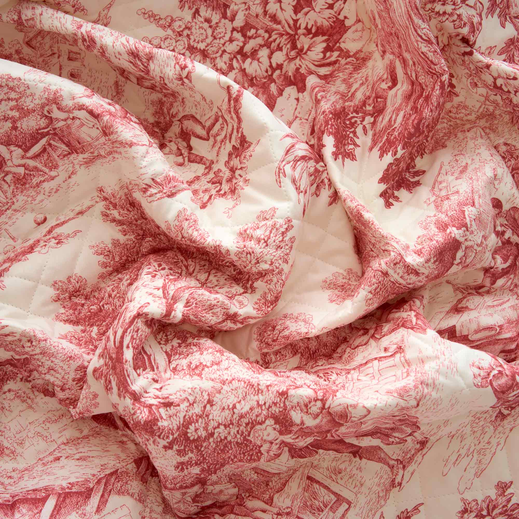 TOILE DE JOUY Quilt matrimoniale. 100 gr/mq, Corallo