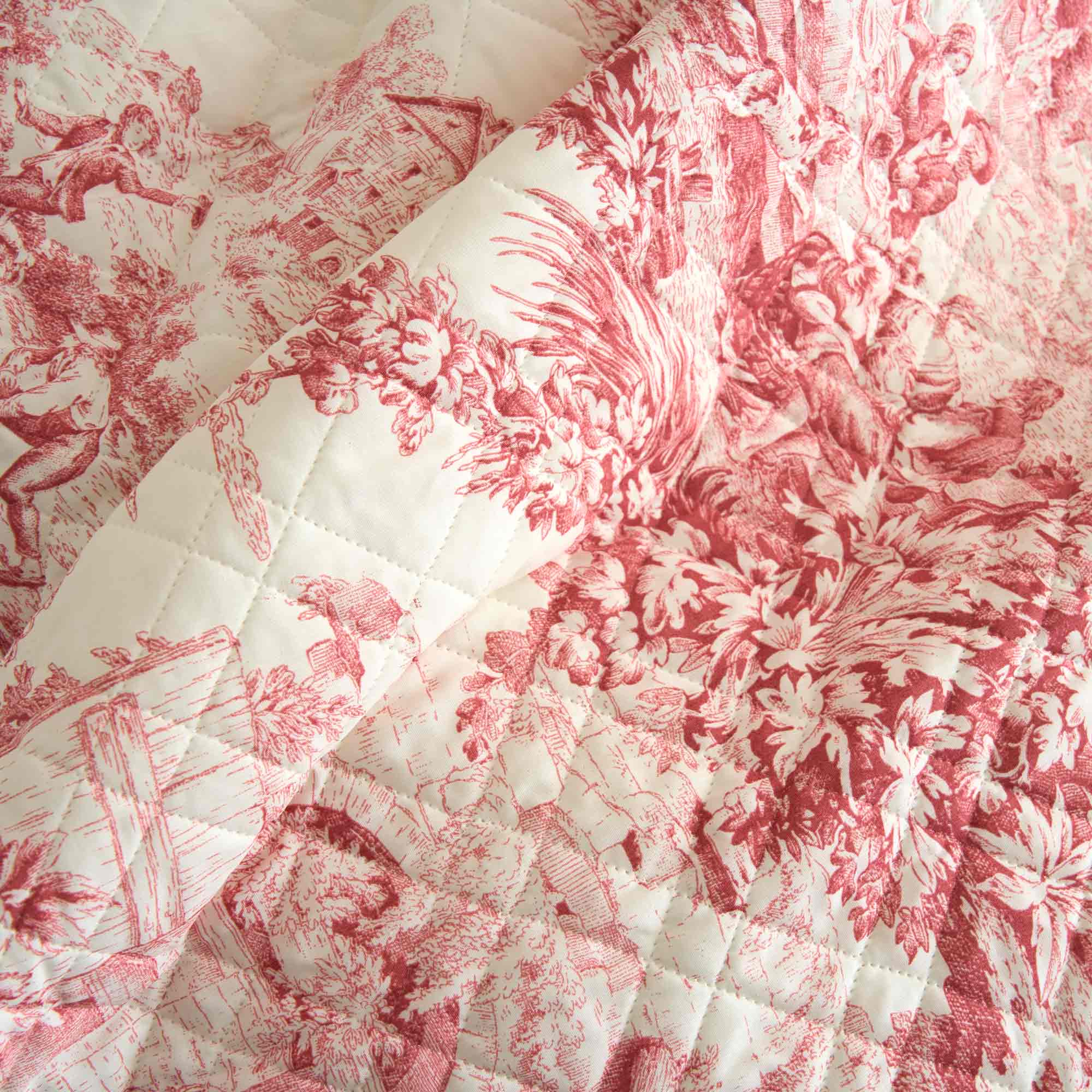 TOILE DE JOUY Quilt matrimoniale. 100 gr/mq, Corallo