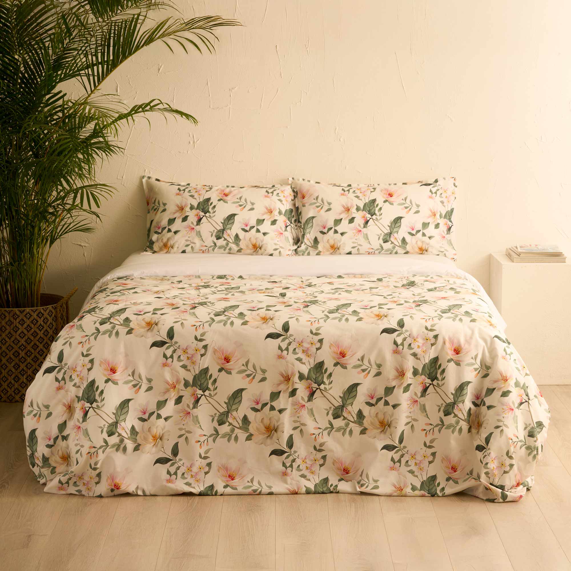 NINFA Parure Copripiumino matrimoniale, Bianco