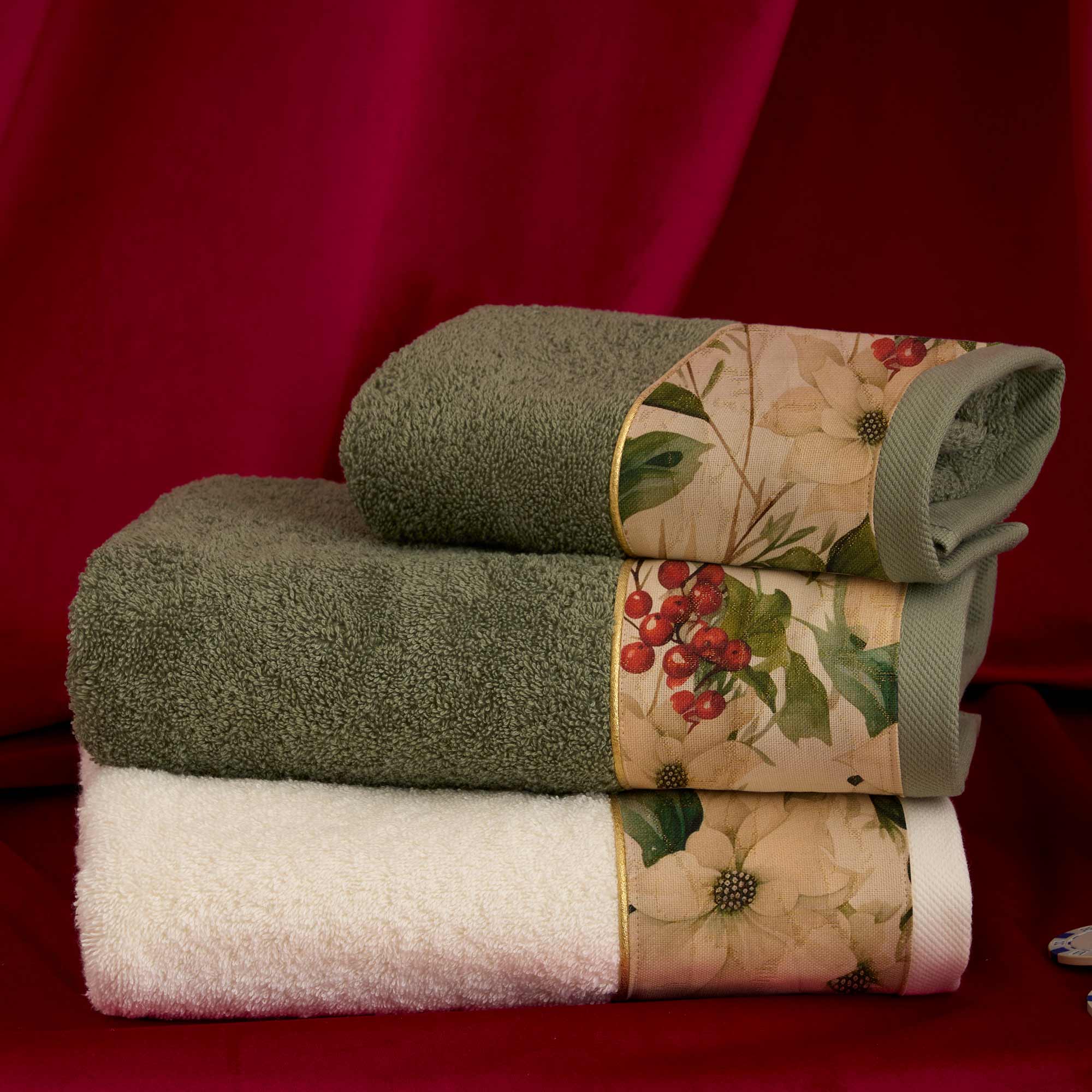 GINEPRO Set Asciugamani Viso + Ospite, Bosco