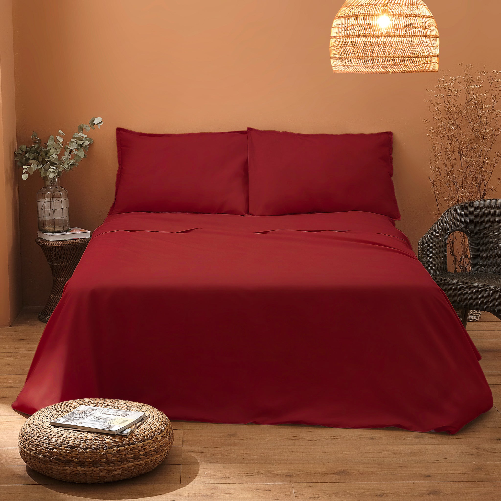 AURORA Completo letto matrimoniale, Rosso