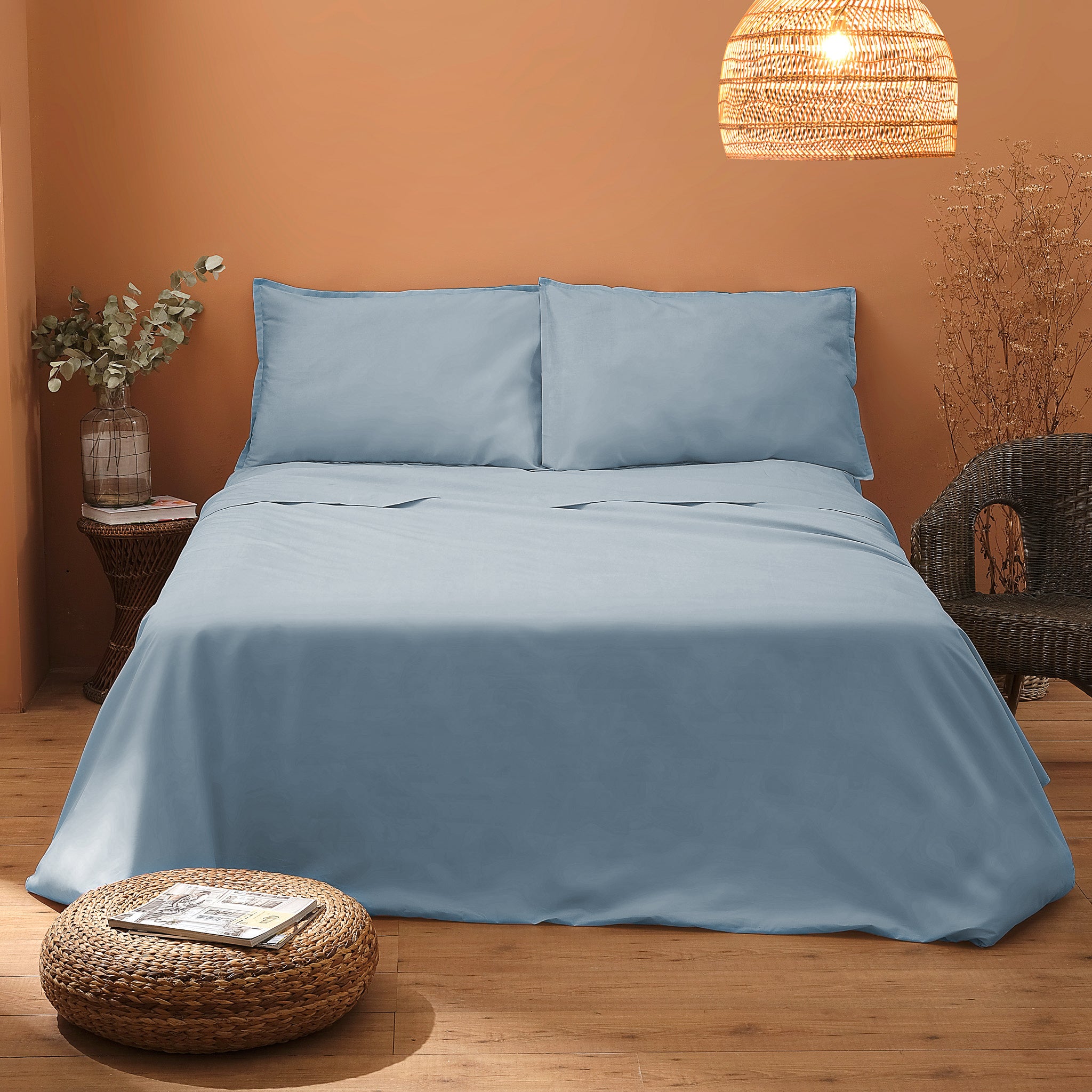AURORA Completo letto matrimoniale, Azzurro