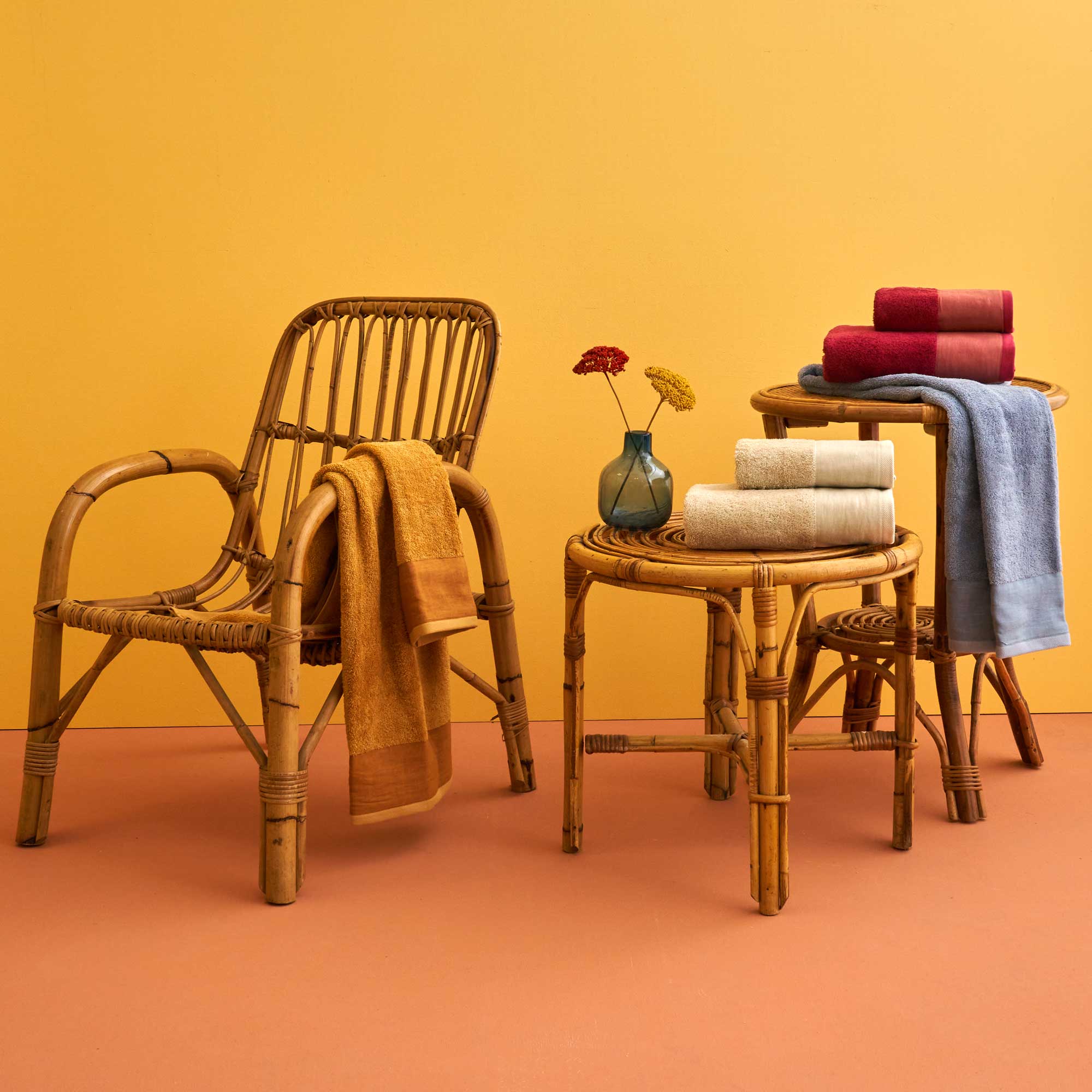 MOJAVE Set 3 asciugamani telo + viso + ospite, Rosso