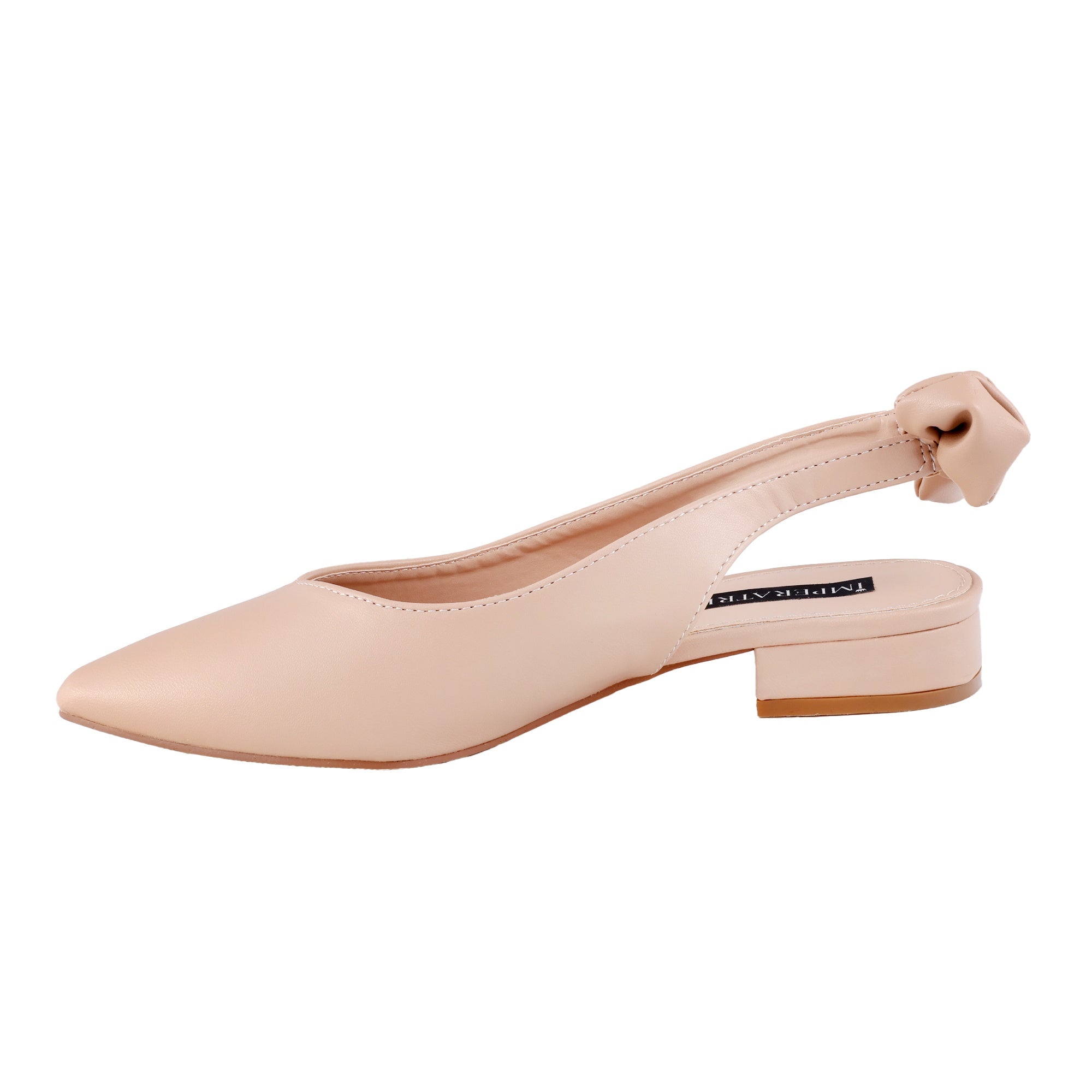 Decolletè bassi in simil pelle con fiocco ed elastico su cinturino  Beige