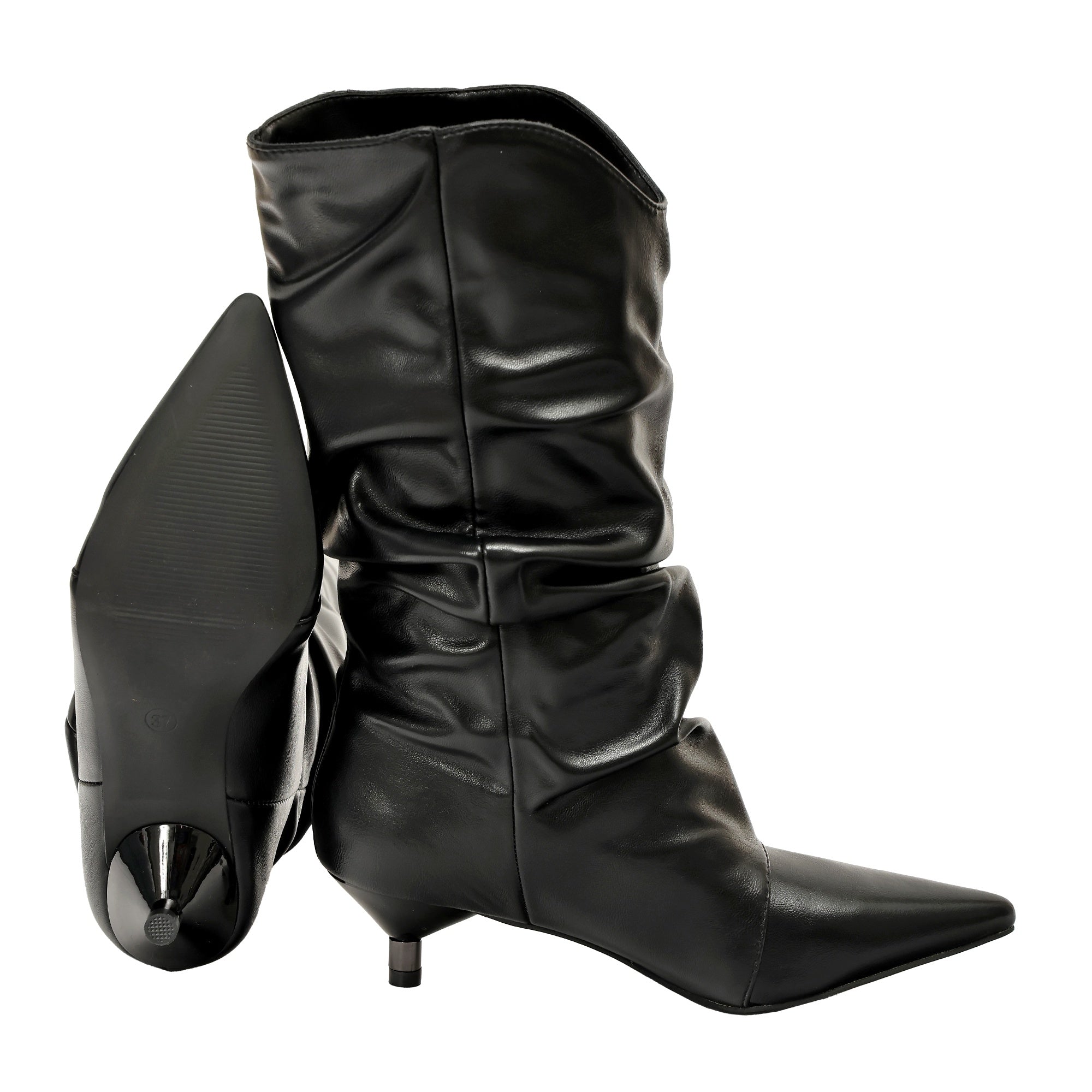 Stivaletto in simil pelle con tacco basso Nero