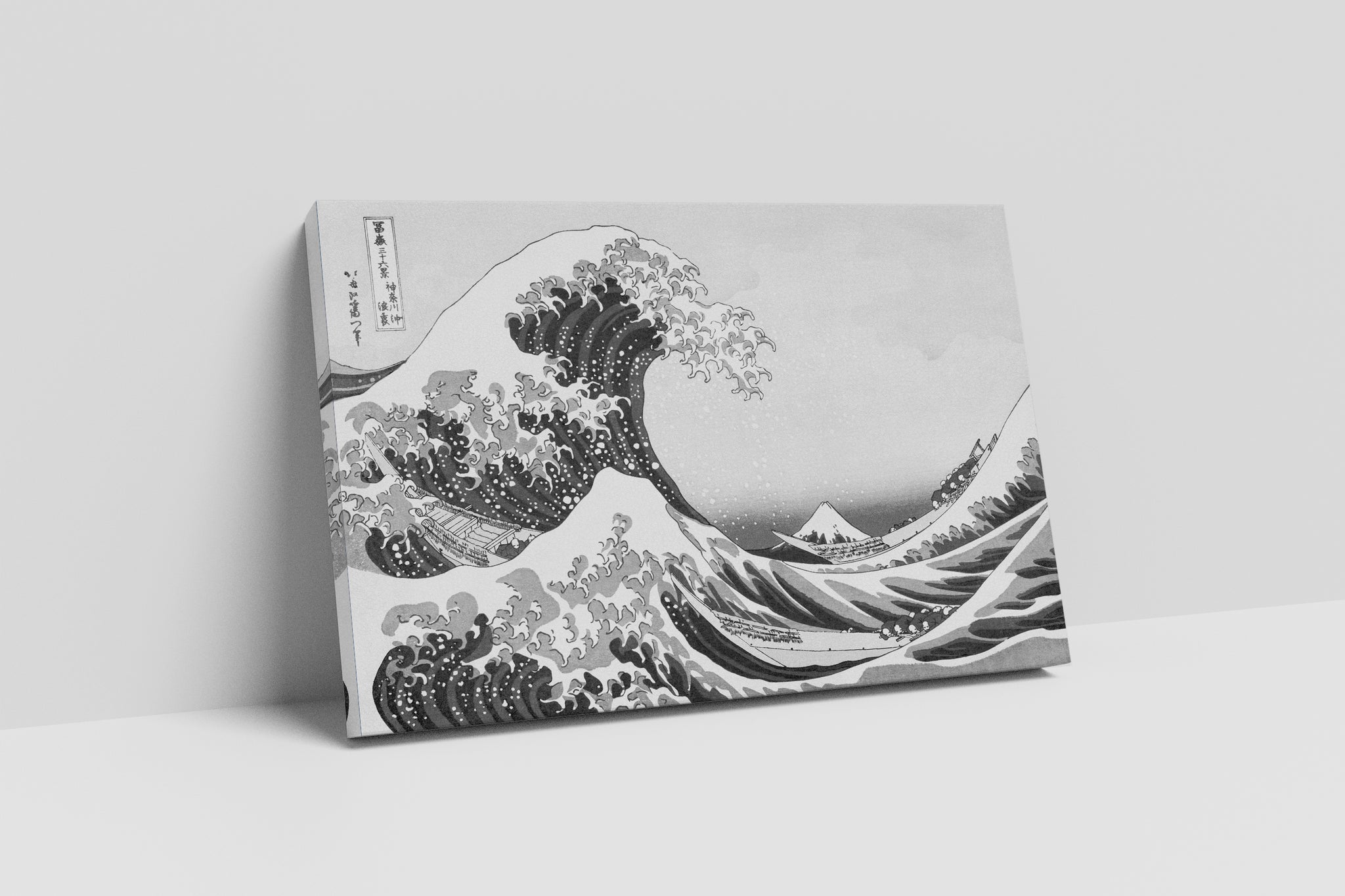 La grande onda di Kanagawa in bianco e nero stampa su ecopelle Made in Italy S - 1 pannello - 0,24 mq