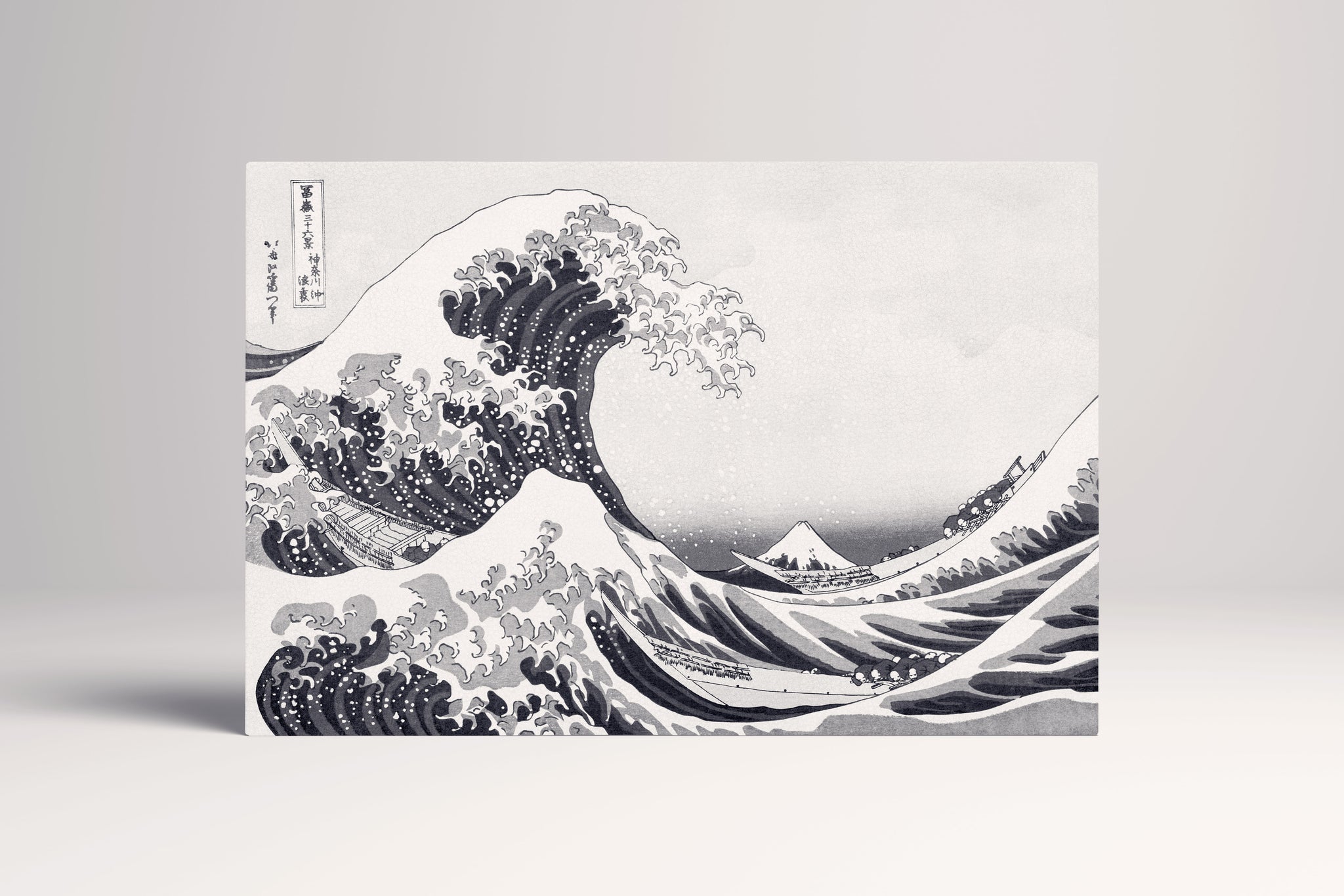 La grande onda di Kanagawa in bianco e nero stampa su ecopelle Made in Italy S - 1 pannello - 0,24 mq