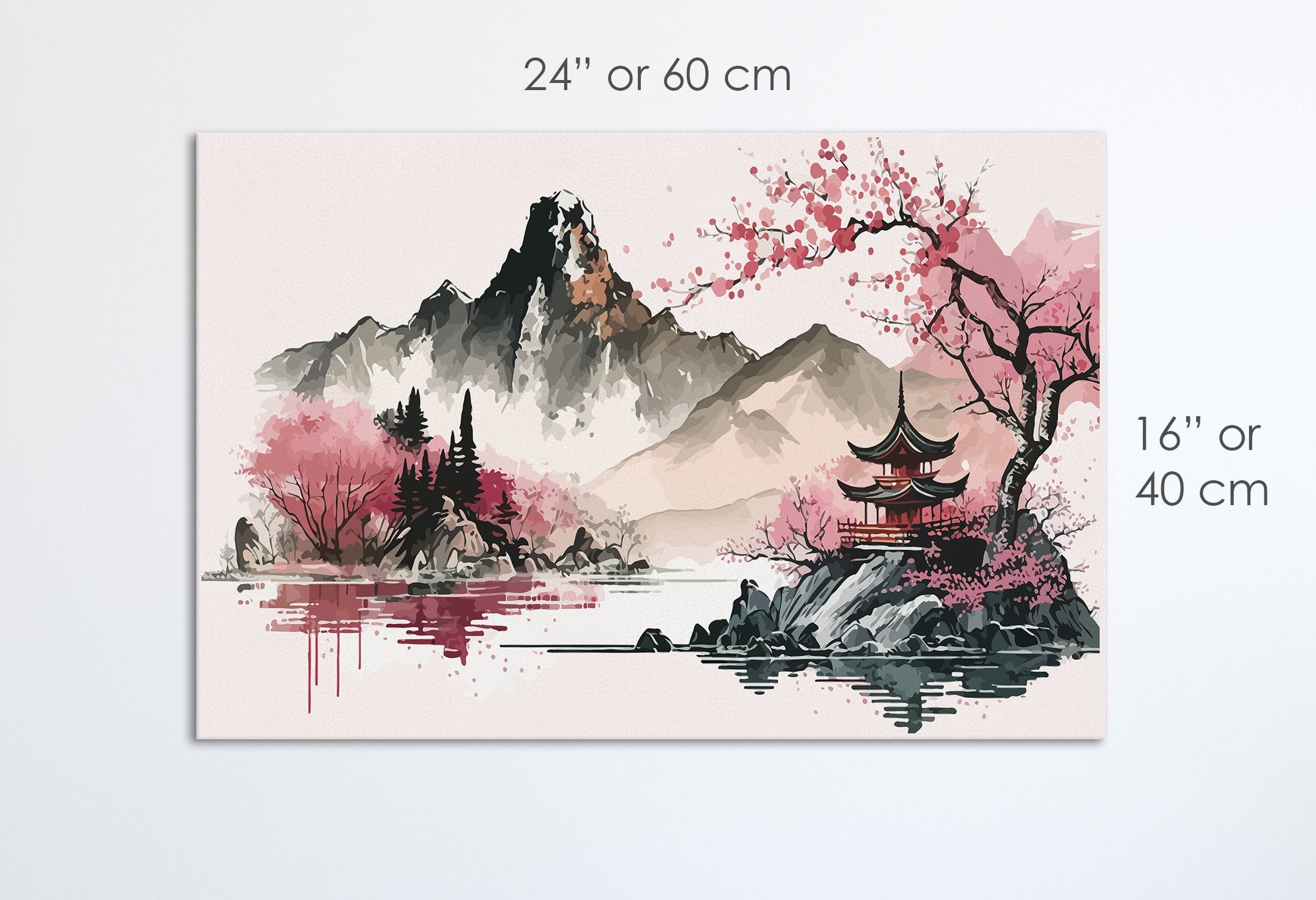 Arte Giapponese rosa stampa canvas da arredo ecopelle Made in Italy S - 1 pannello - 0,24 mq