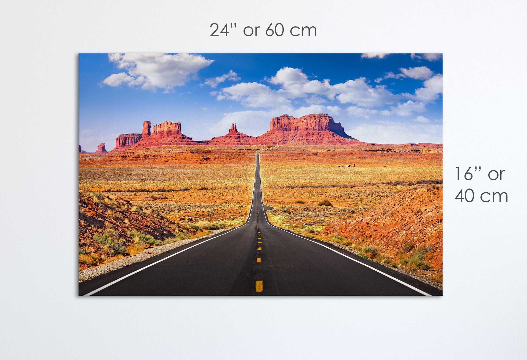 Monument Valley Road, Arizona, USA stampa canvas su tessuto ecopelle Made in Italy S - 1 pannello - 0,24 mq