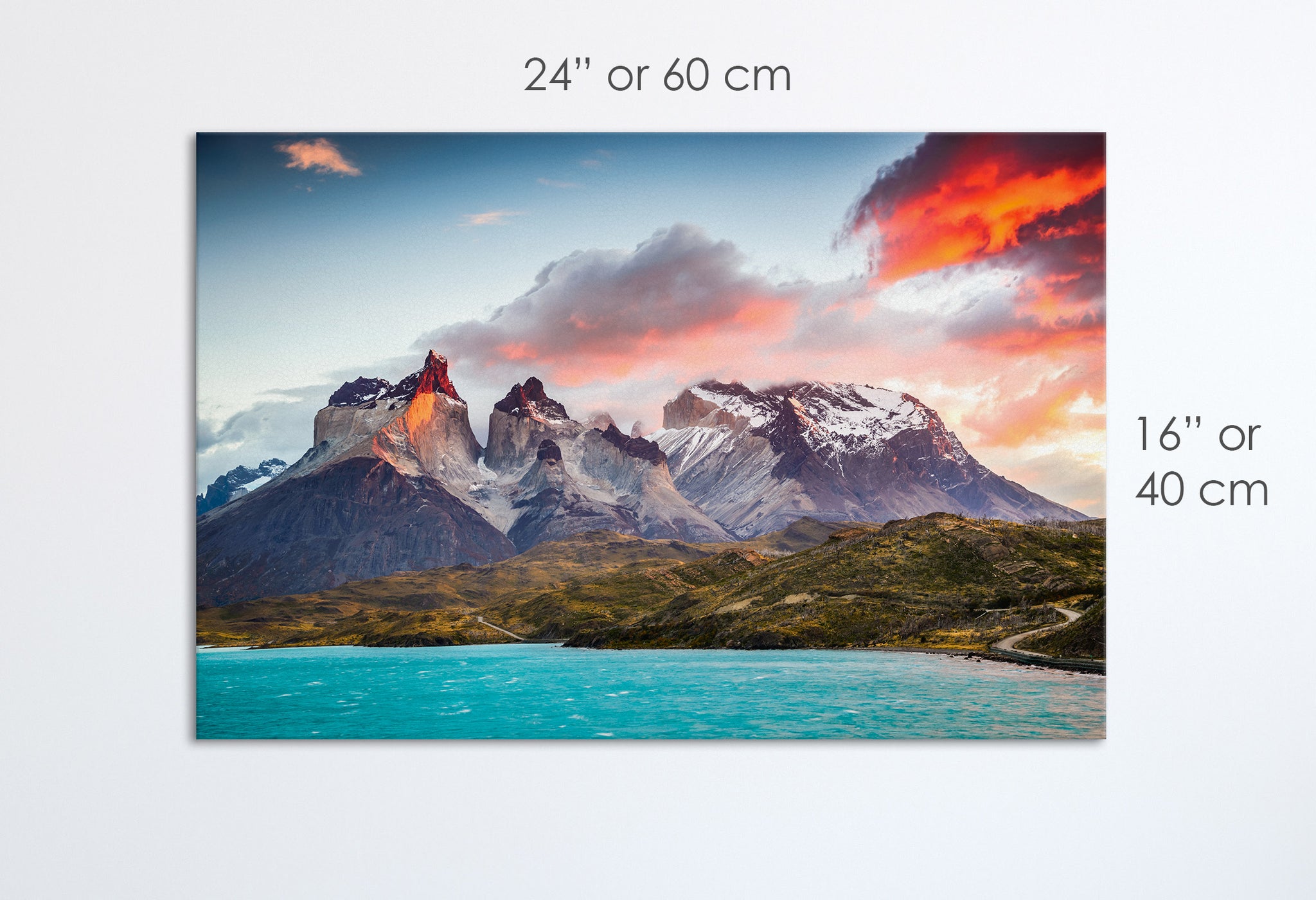 Torres del Paine, Patagonia, Cile stampa su canvas ecopelle Made in Italy S - 1 pannello - 0,24 mq