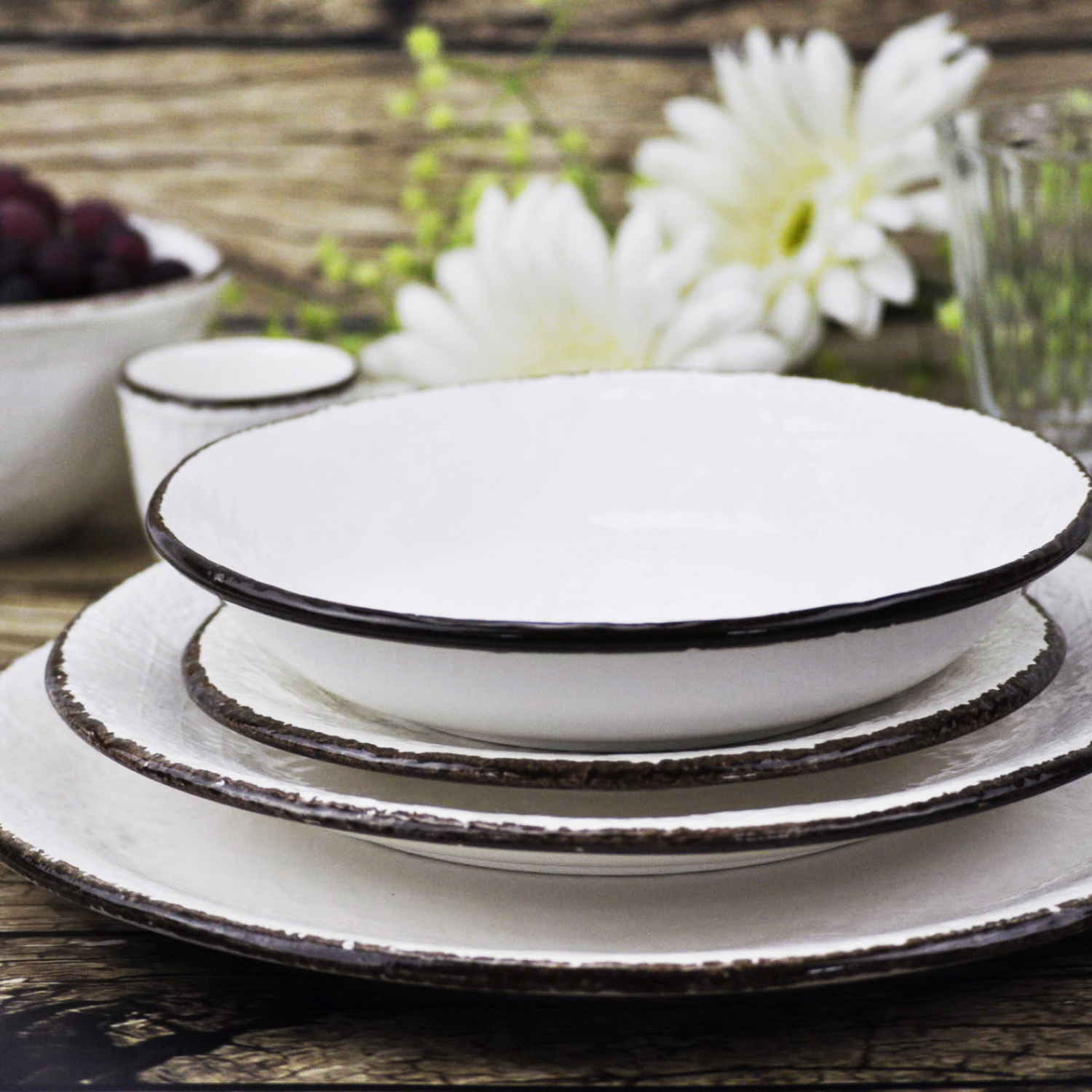 PRETA Set 6 piatti fondi da 21cm Ceramica Latte