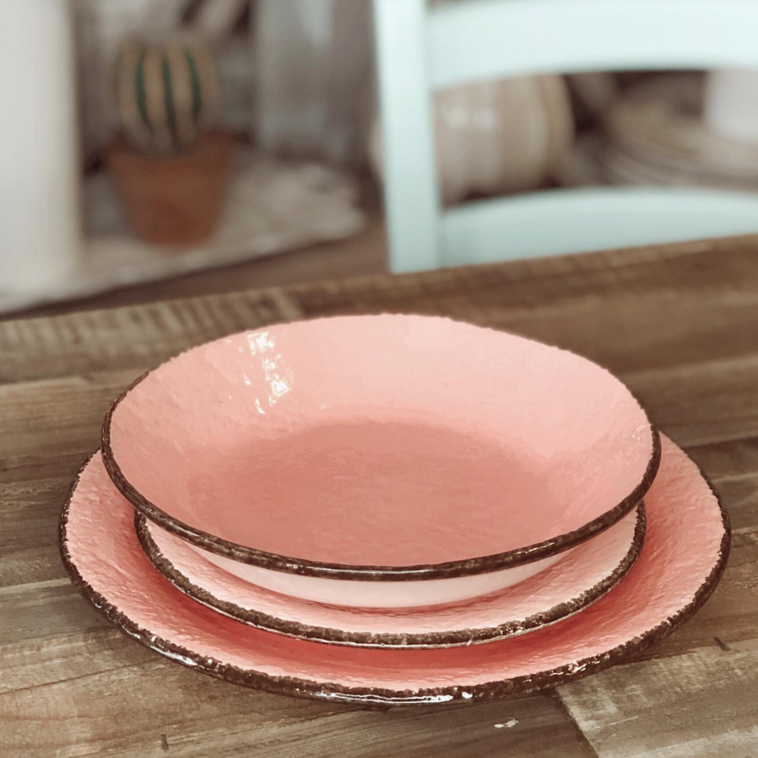 PRETA Set 6 piatti fondi da 21cm Ceramica Cipria