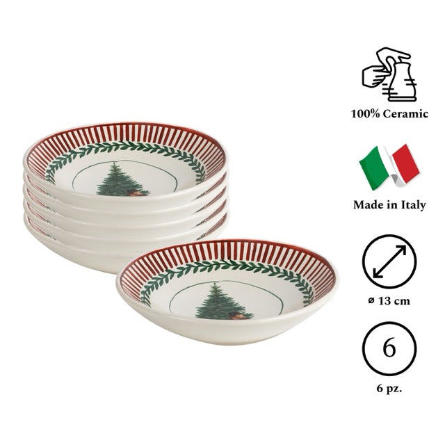 Set 6 Coppette Macedonia Cm.13 ROSSO NATALE