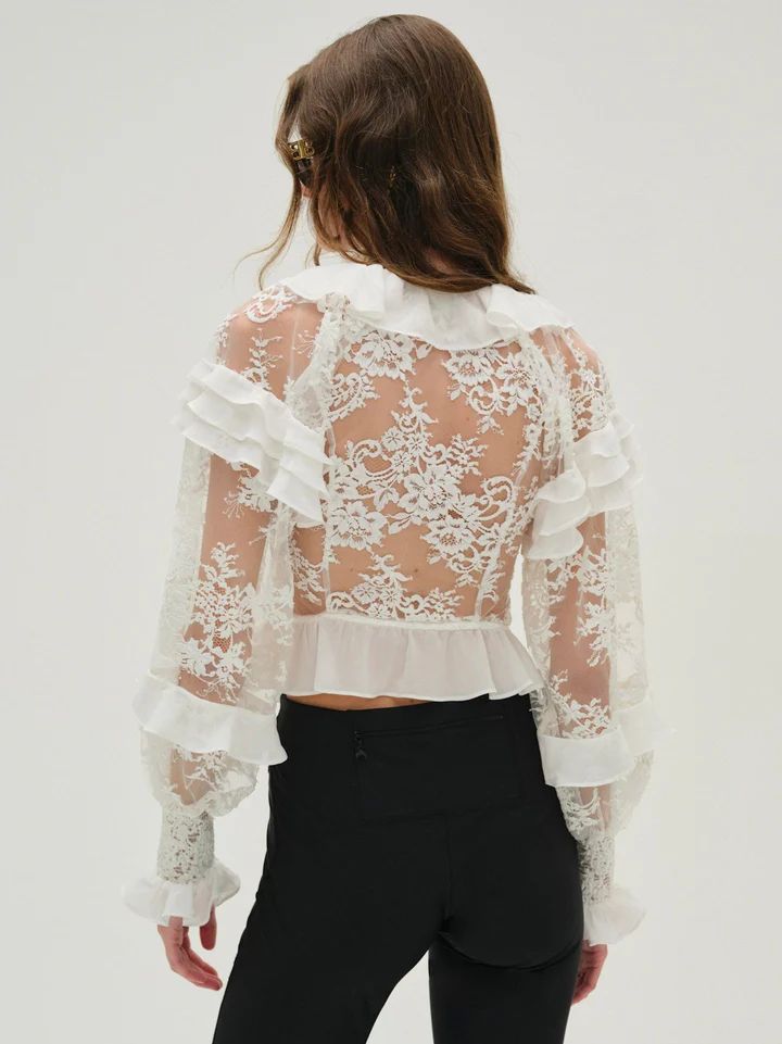 Holiday lace longsleeve top