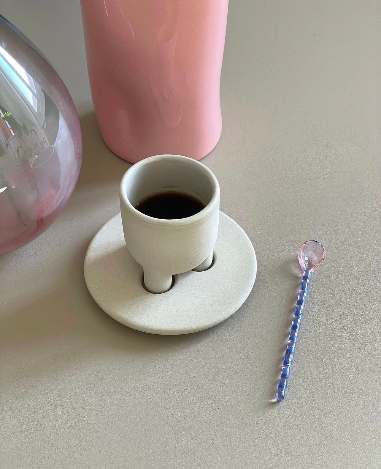 CUP WITH SAUCER - OFF WHITE