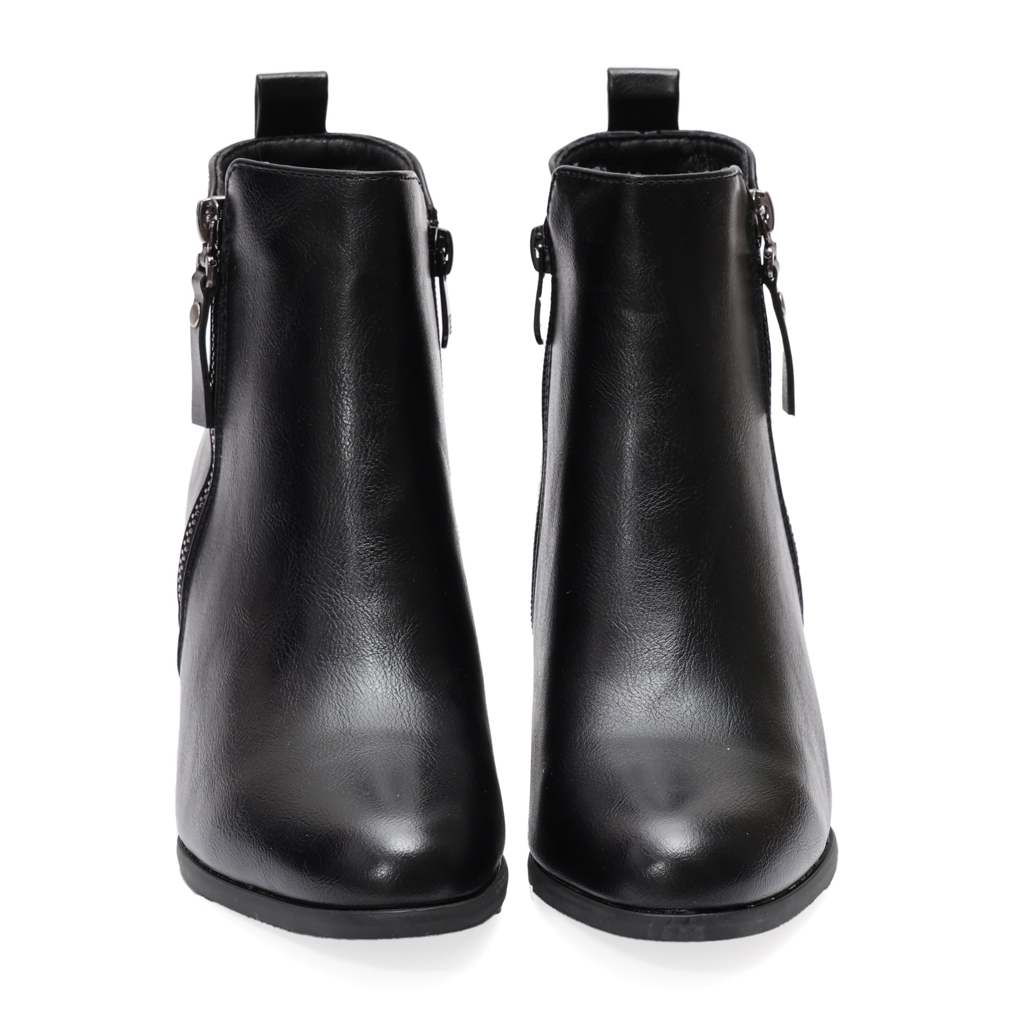 Stivaletto in simil  pelle con tacco e cintura laterale Nero