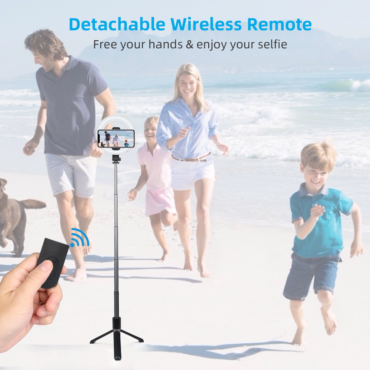 Selfie Illuminato Con Telecomando - Nero