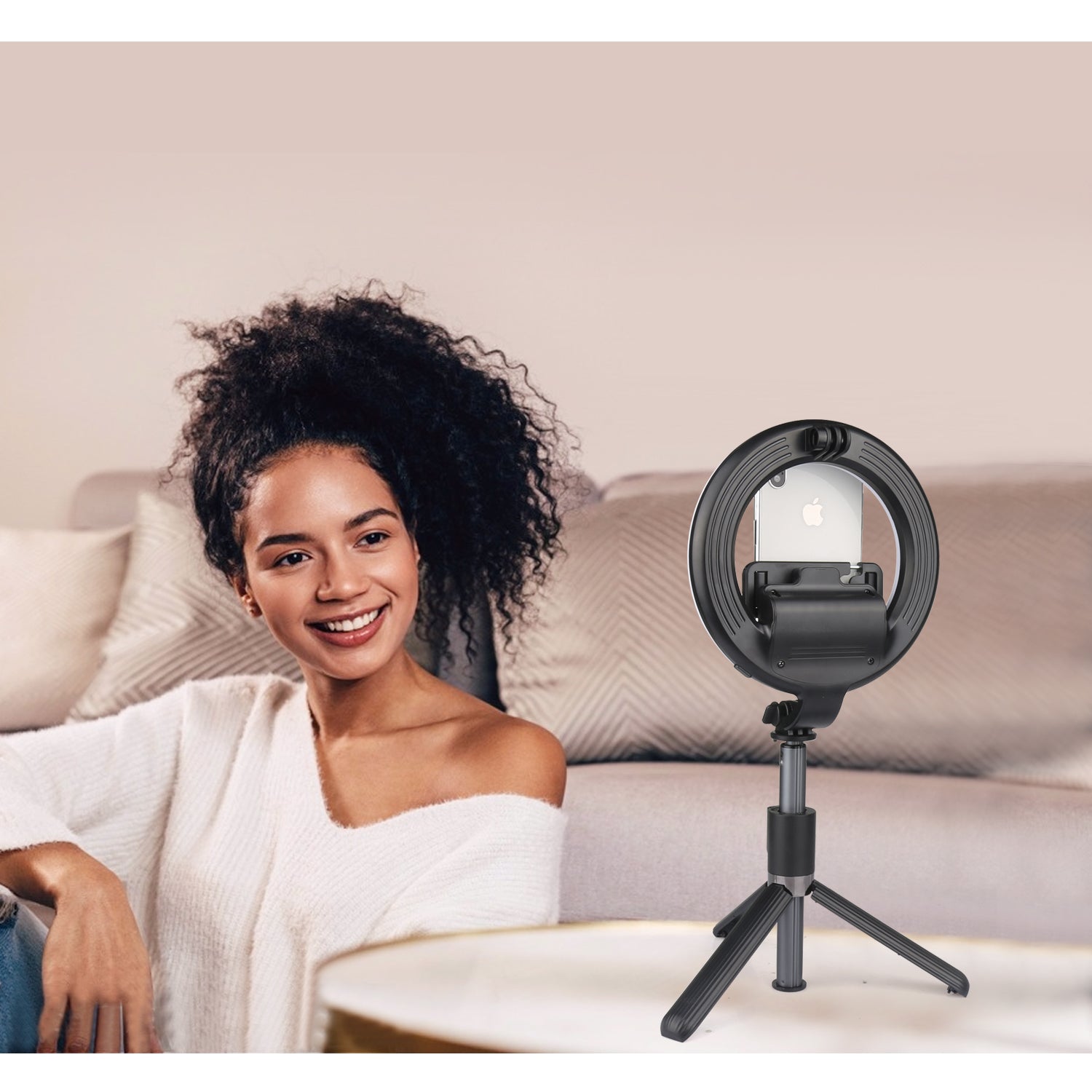 Selfie Illuminato Con Telecomando - Nero