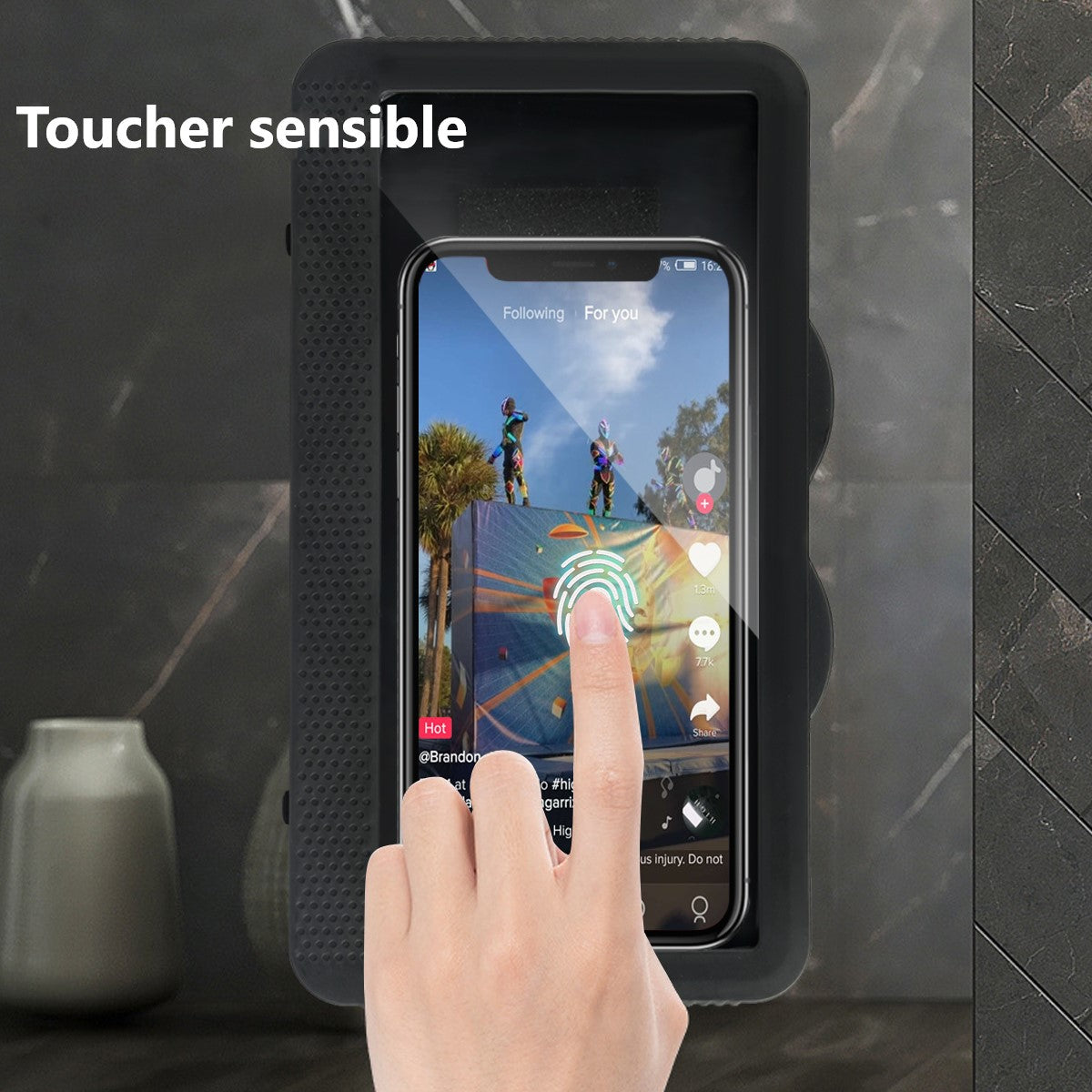 Supporto Da Parete Impermeabile Per Telefono - Nero