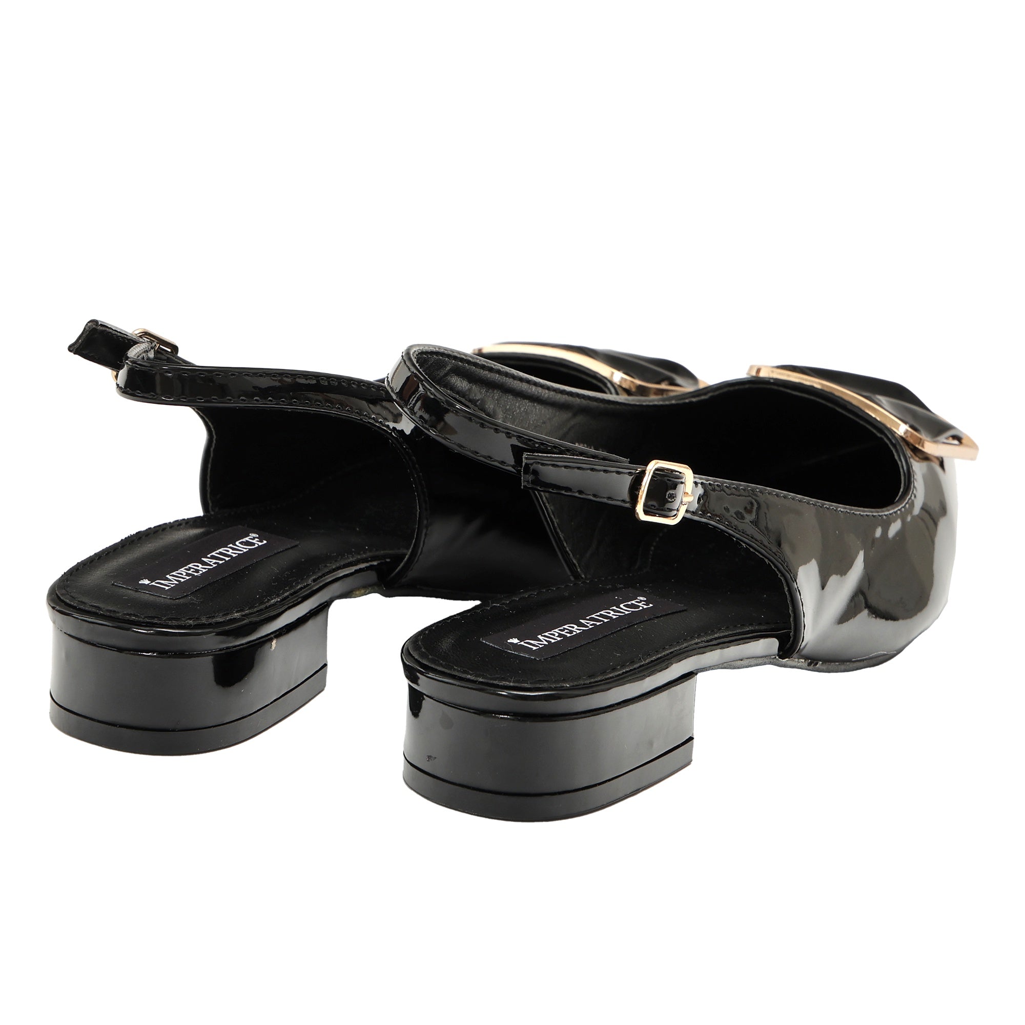 Ballerine in simil pelle verniciata con applicazione Nero