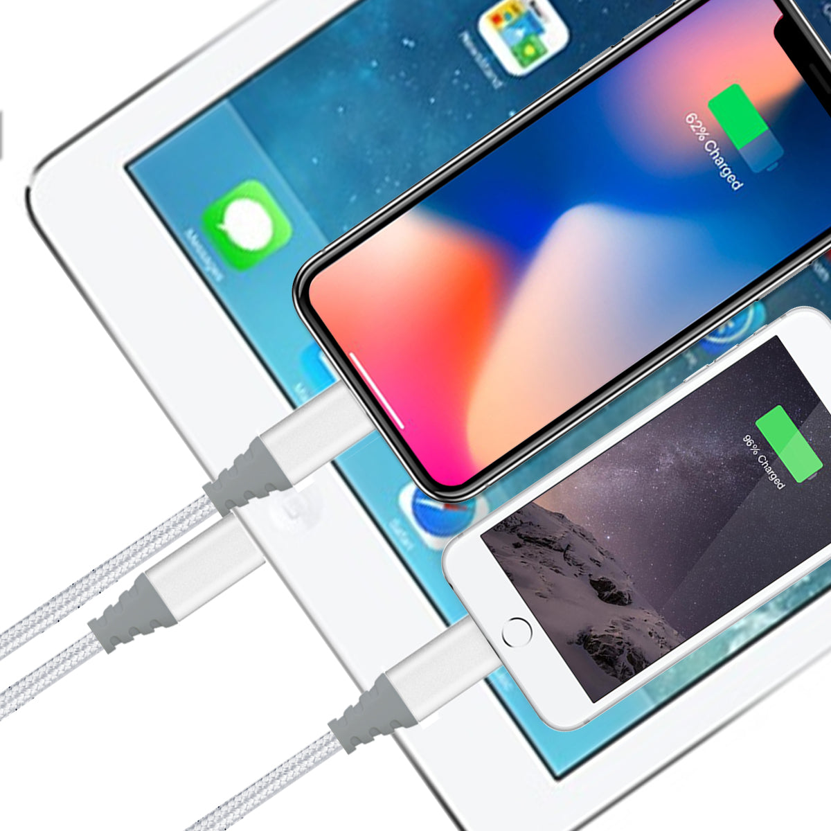 Cavo Da Usb A Lightning A 3 Porte - Argento