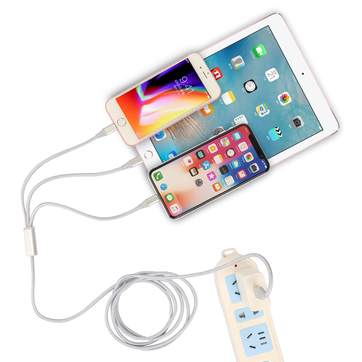 Cavo Da Usb A Lightning A 3 Porte - Argento