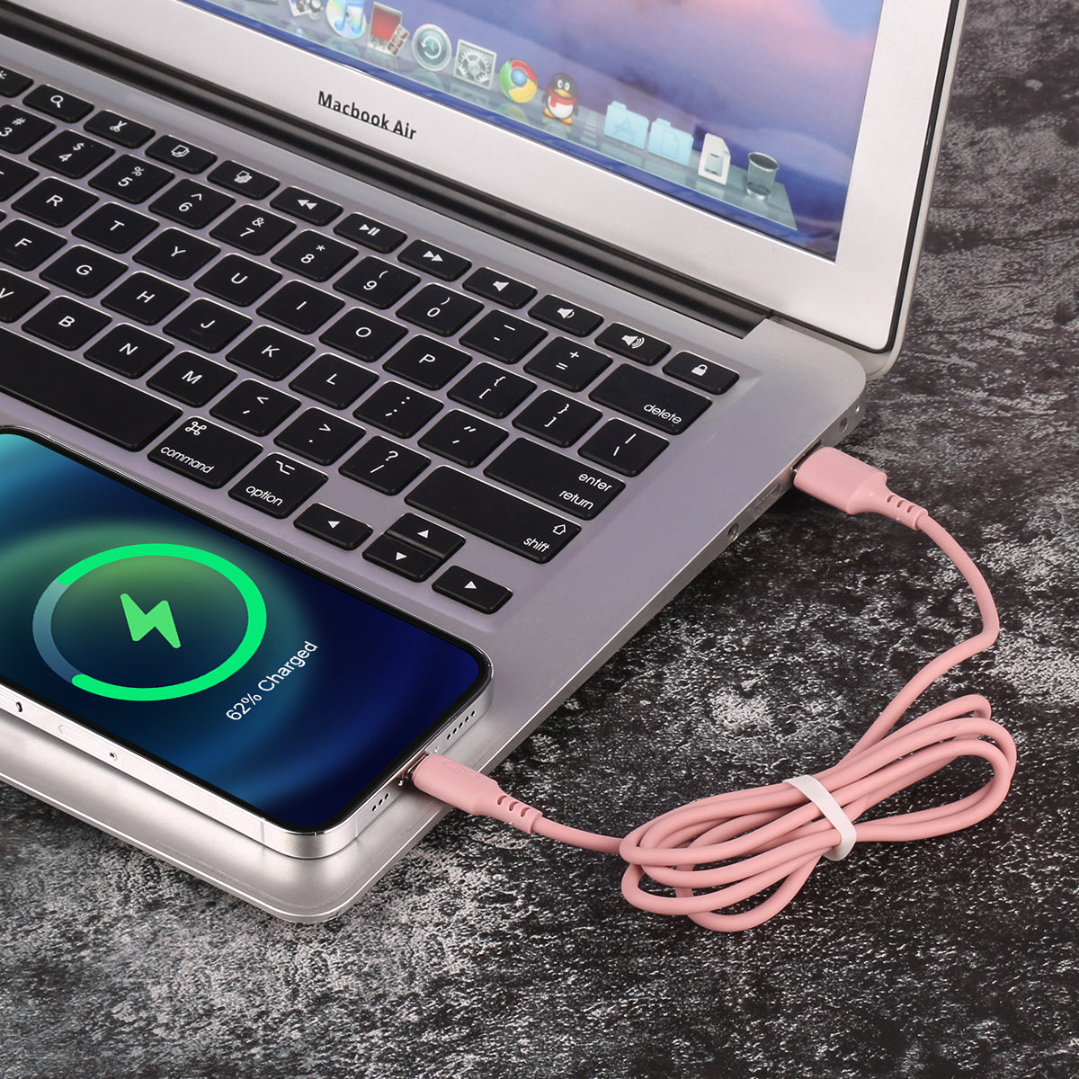 Caricabatteria Usb Per Lightening / Iphone 1,50 Metri - Rosa