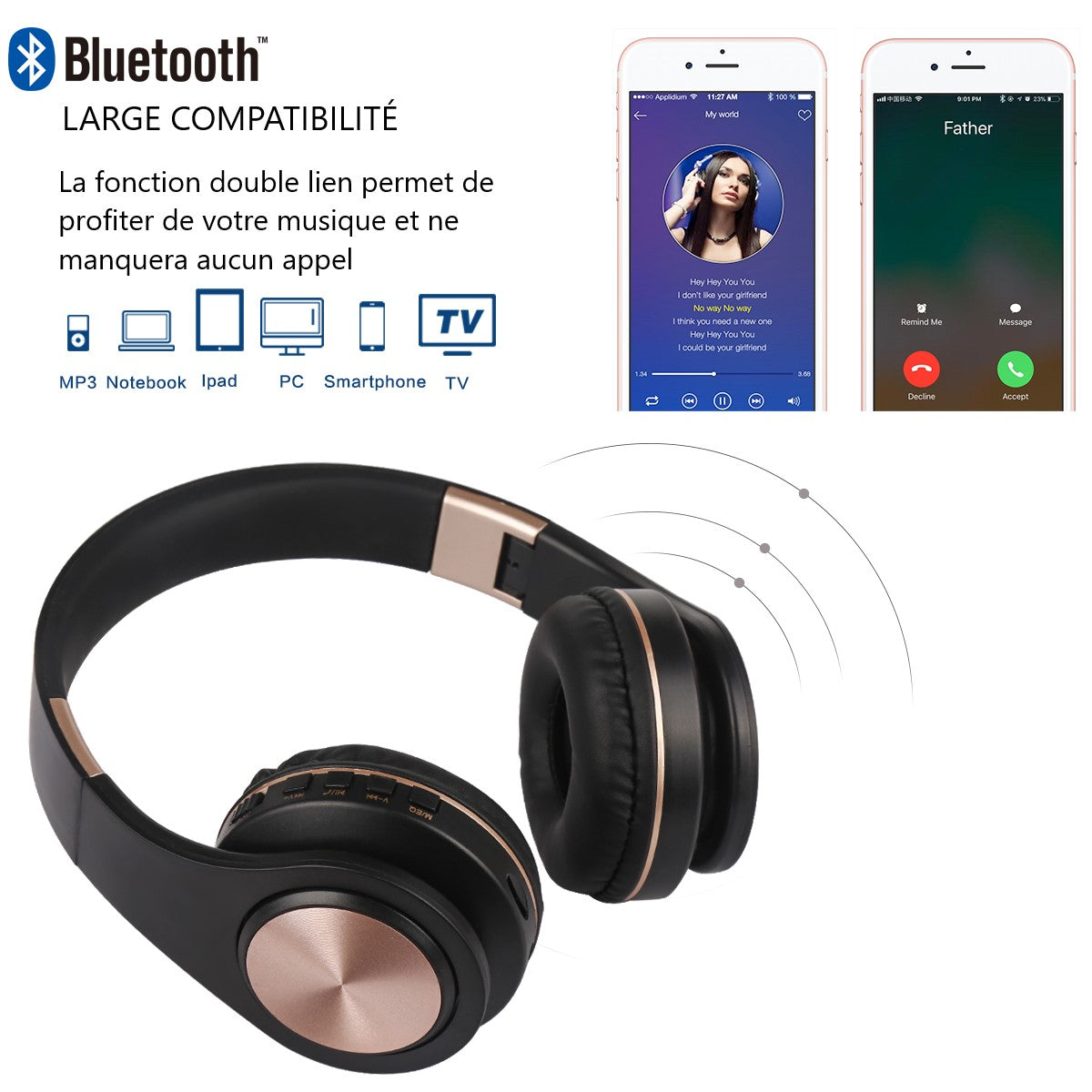 Cuffie Wireless Con Cancellazione Del Rumore - Nero