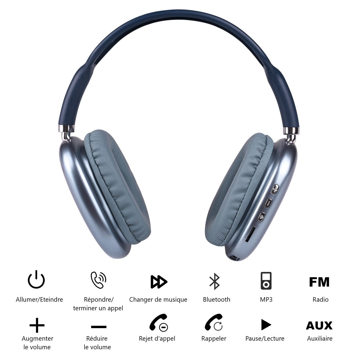 Cuffie Bluetooth Senza Filtro - Blu Glaciale