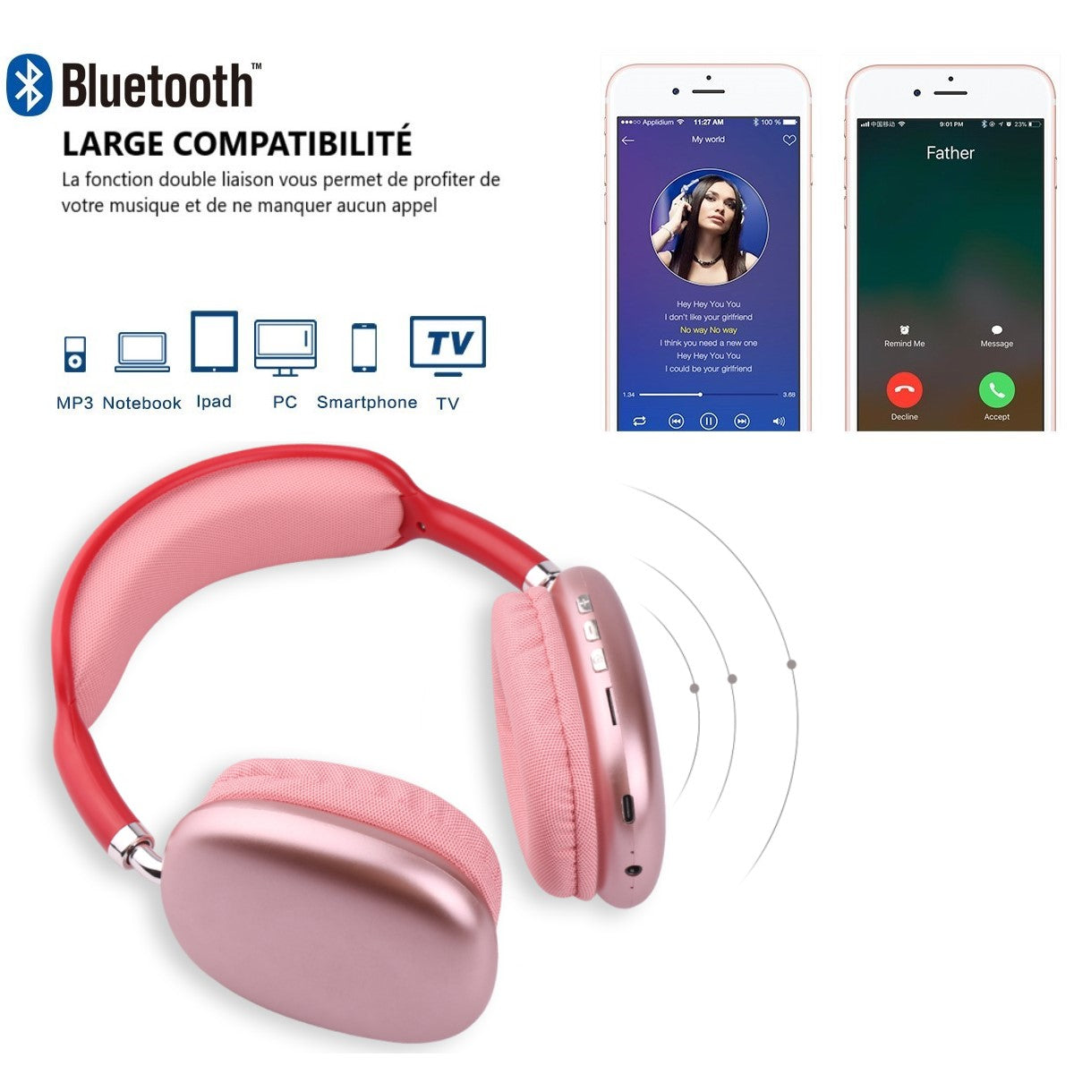 Cuffie Bluetooth Senza Filtro - Rosso